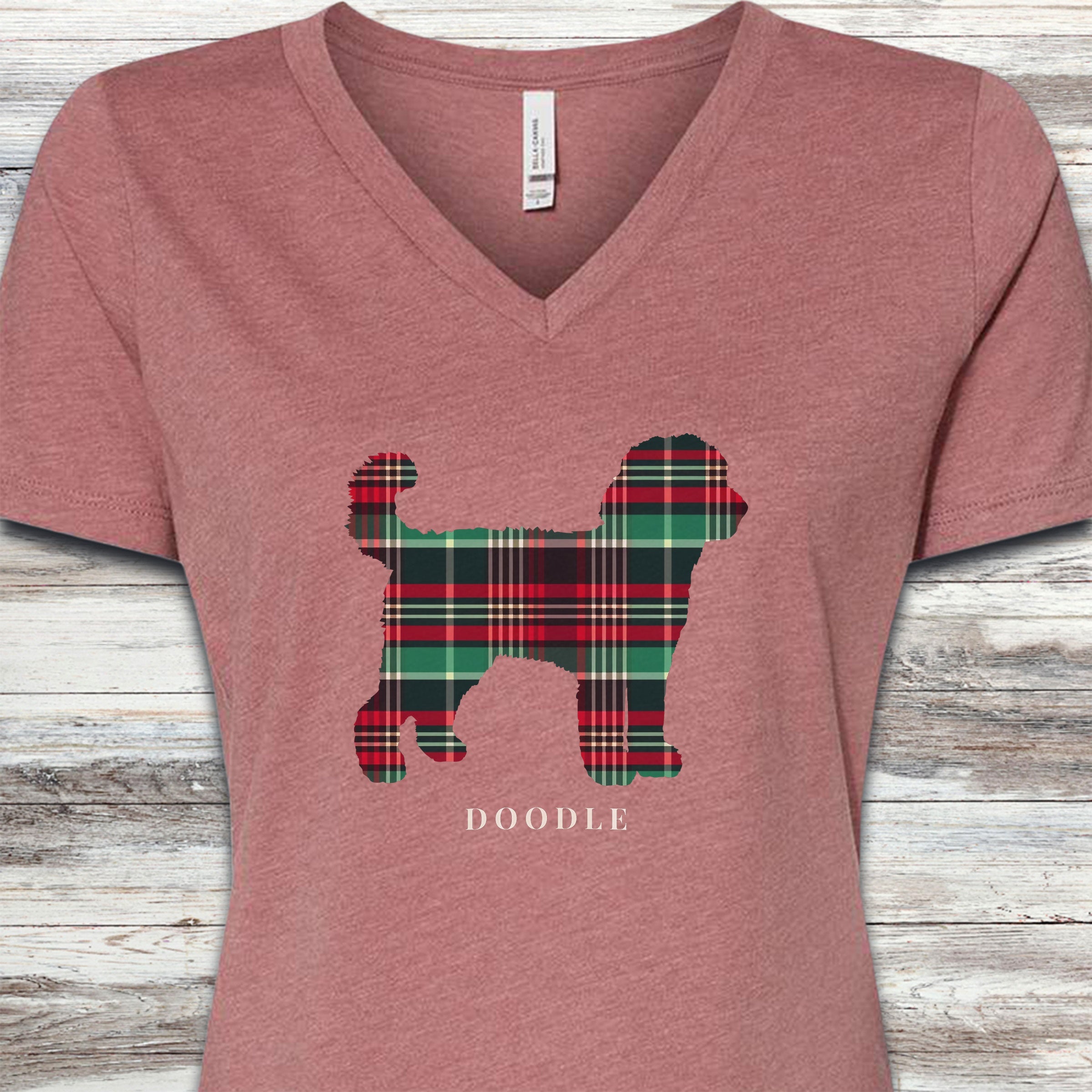 Doodle Winter 2025 V-Neck Tee - Heather Mauve