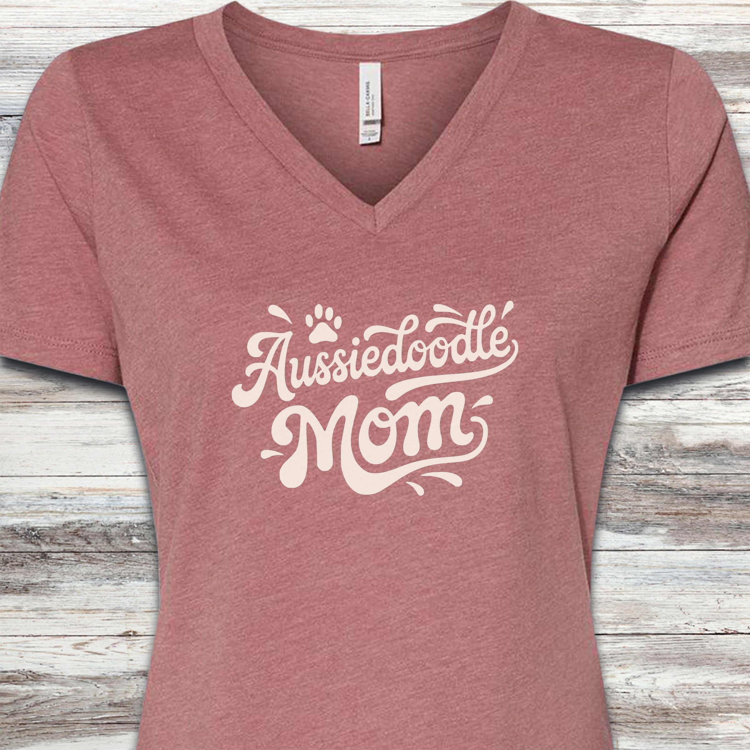 Aussiedoodle Groovy Mom V-Neck Tee - Heather Mauve