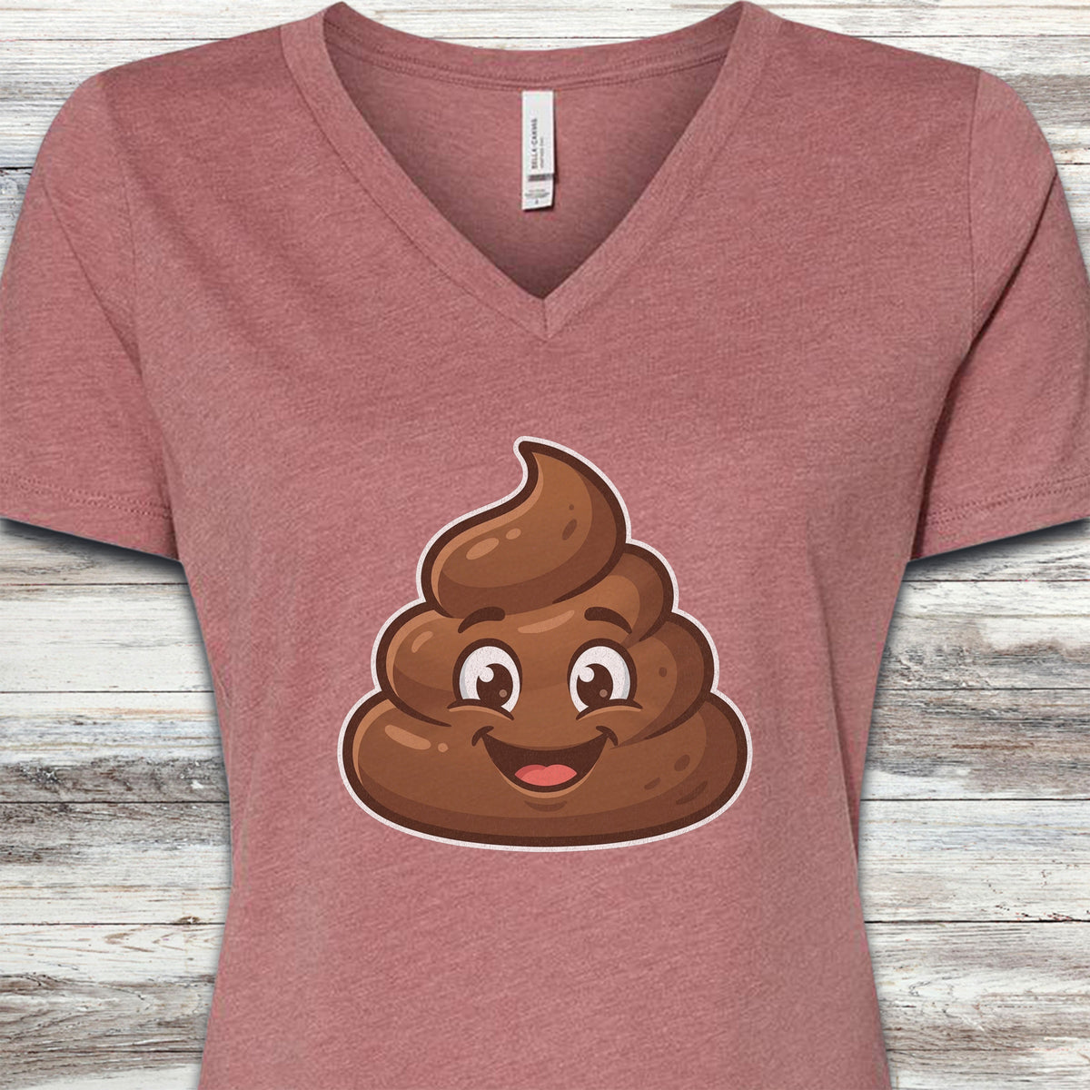Dog Poop V-Neck Tee - Heather Mauve