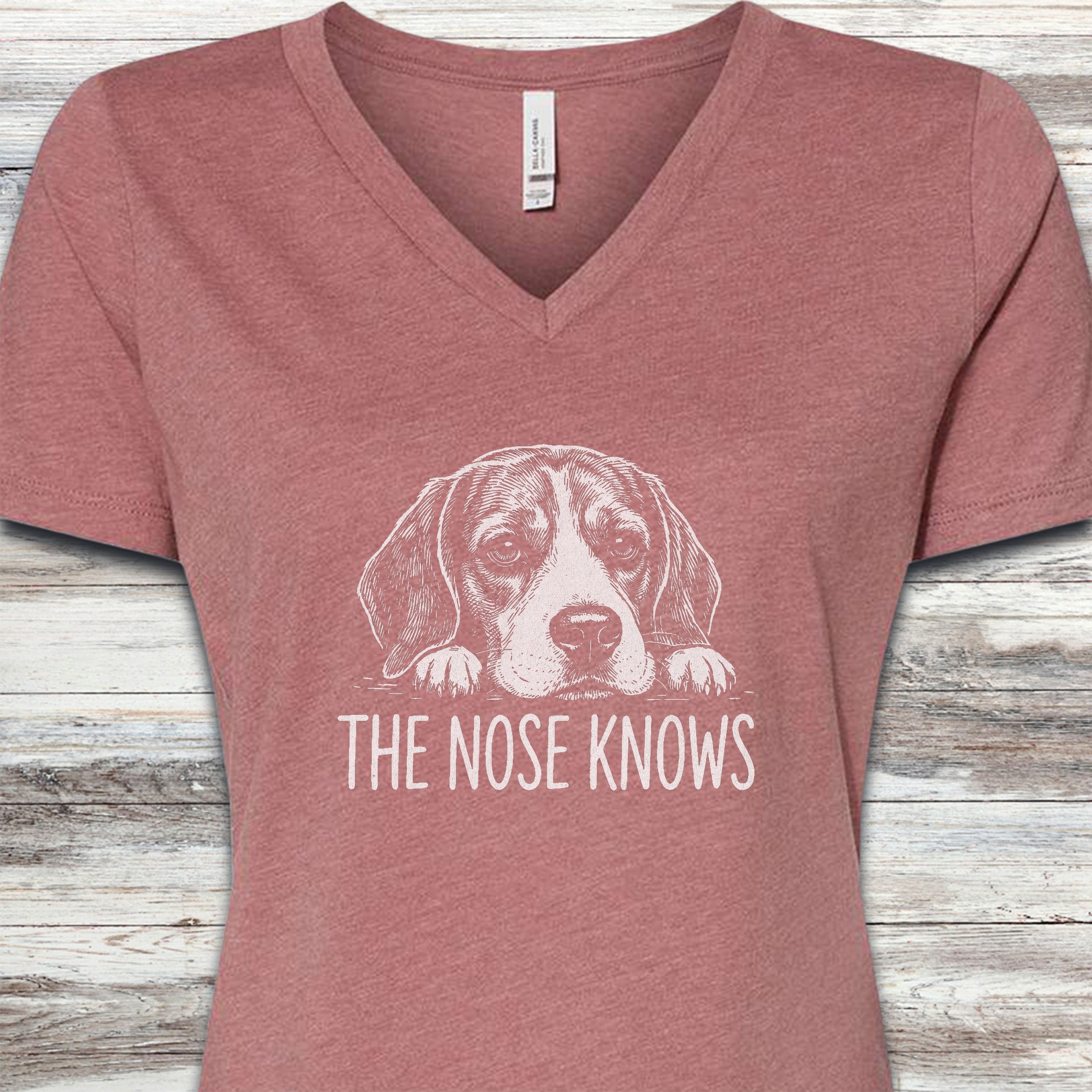 Beagle Nose Knows V-Neck Tee - Heather Mauve