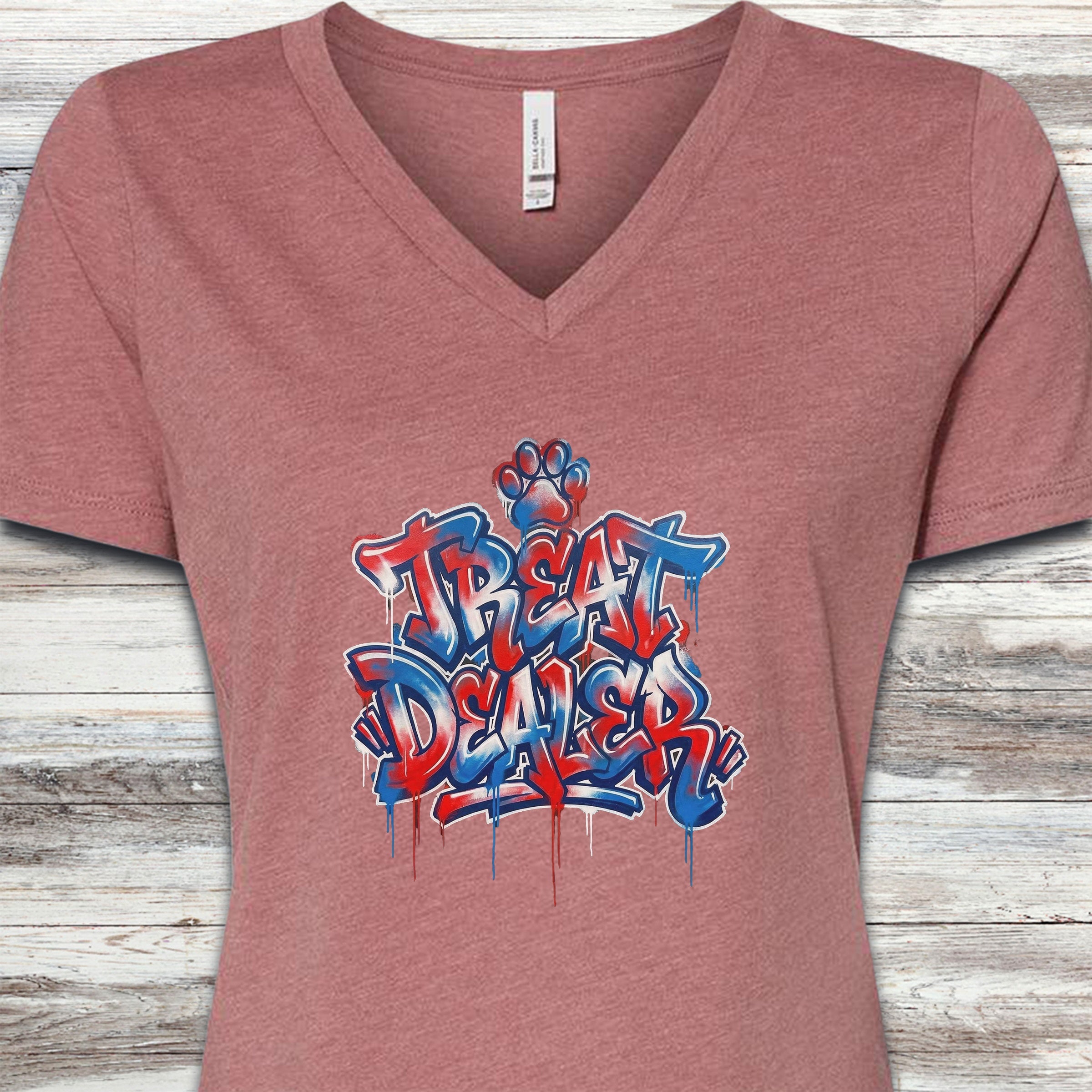 Treat Dealer American Grafitti V-Neck Tee - Heather Mauve