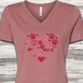 Heart & Paw V-Neck Tee - Heather Mauve