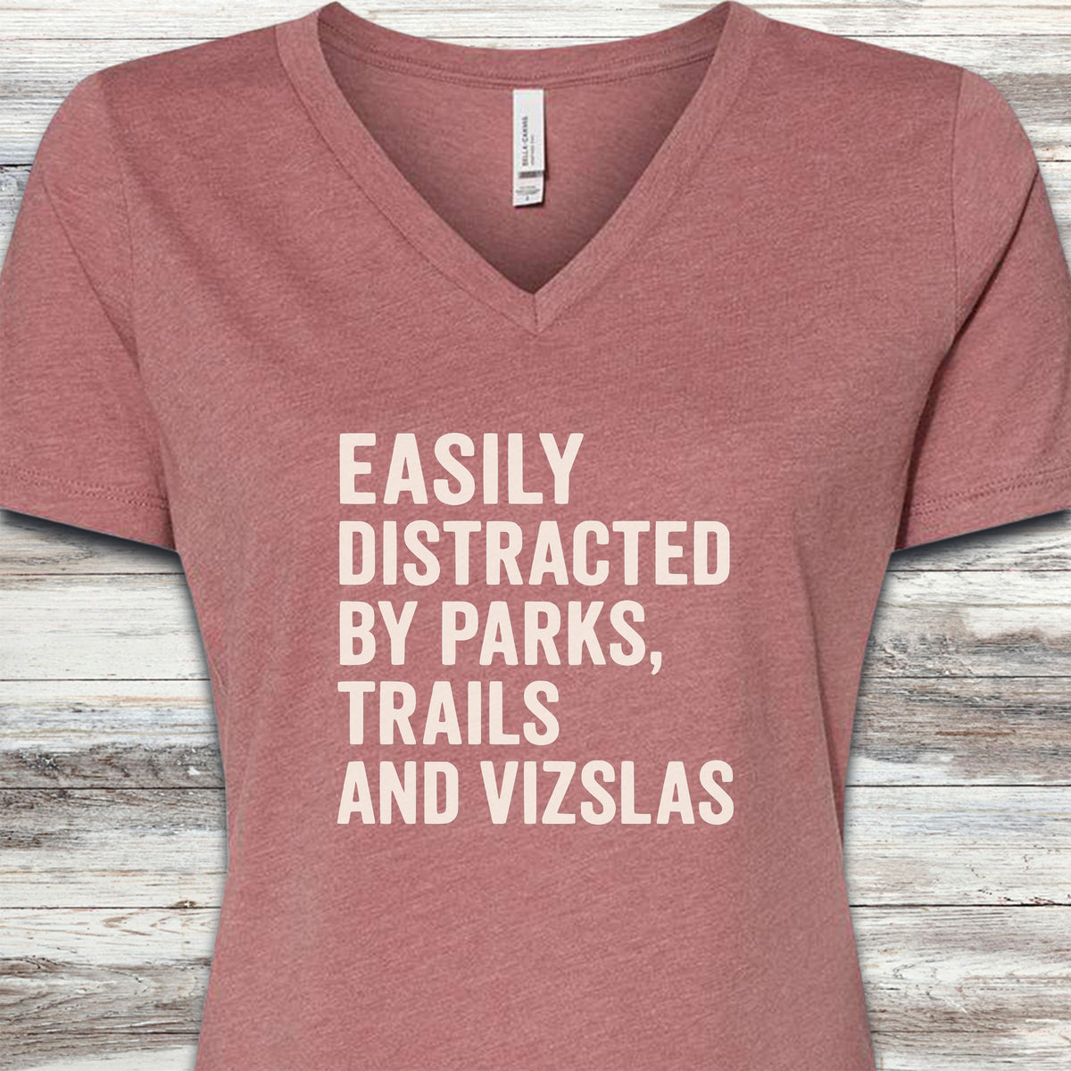 Vizsla Trails V-Neck Tee - Heather Mauve