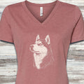 Husky Loyalty V-Neck Tee - Heather Mauve