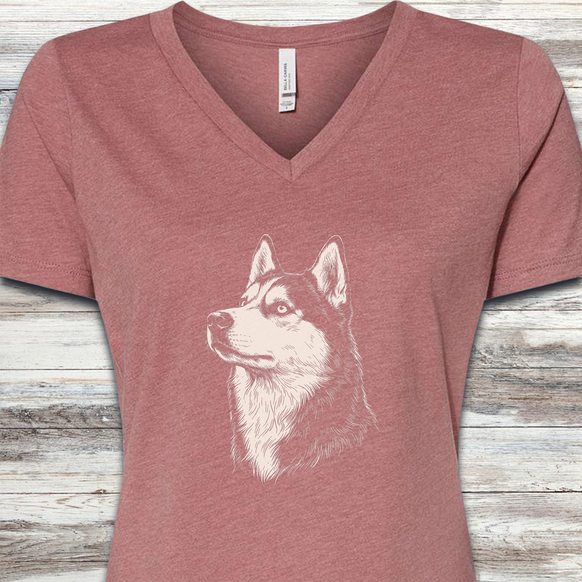 Husky Loyalty V-Neck Tee - Heather Mauve