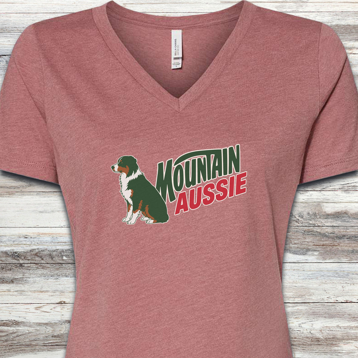 Australian Mountain Dog V-Neck Tee - Heather Mauve