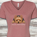 Yorkshire Terrier Nope V-Neck Tee - Heather Mauve