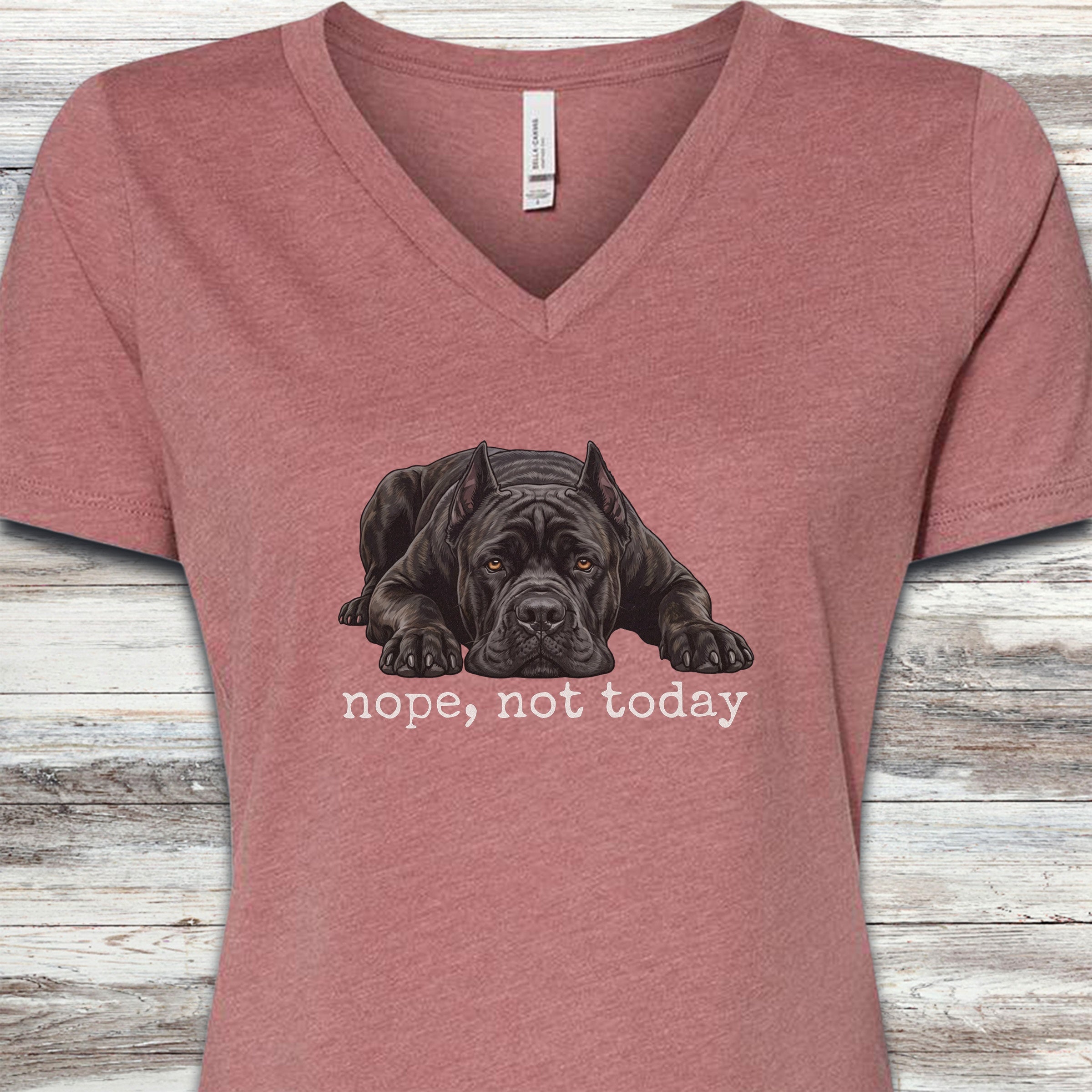 Cane Corso Cropped Nope V-Neck Tee - Heather Mauve