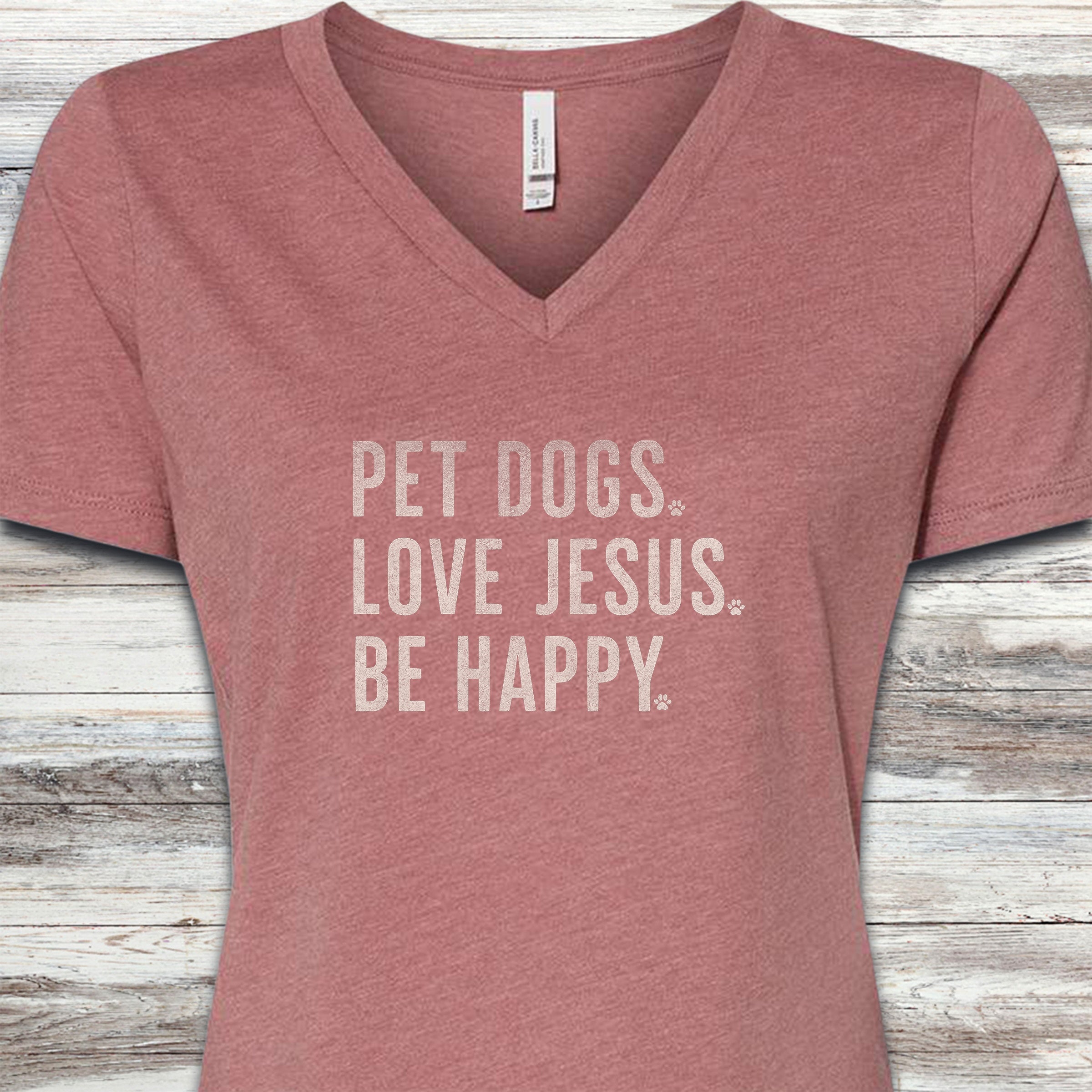 Love Jesus V-Neck Tee - Heather Mauve
