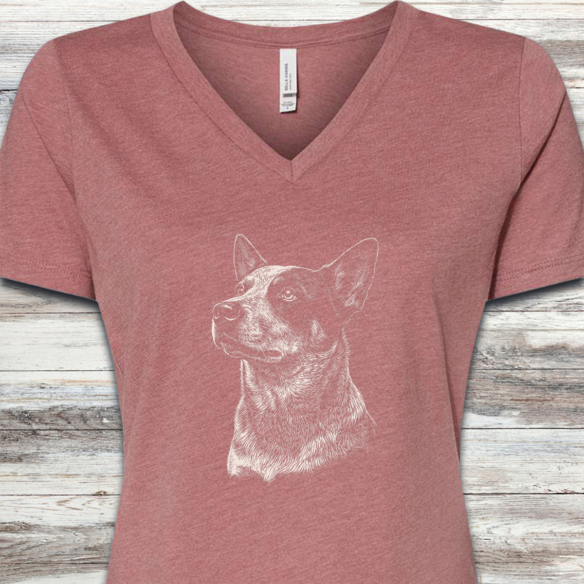 Australian Cattle Dog Loyalty V-Neck Tee - Heather Mauve