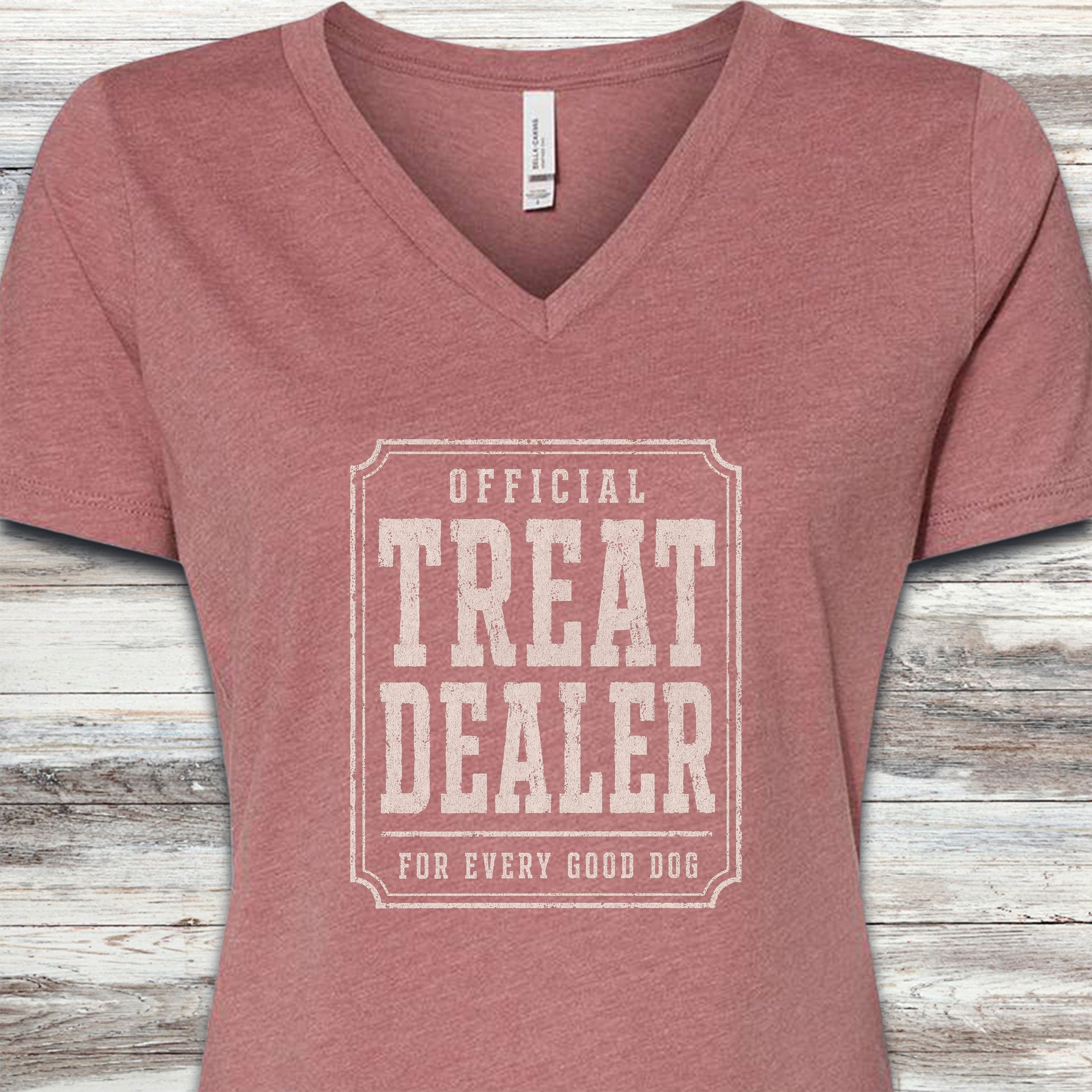 Official Treat Dealer V-Neck Tee - Heather Mauve