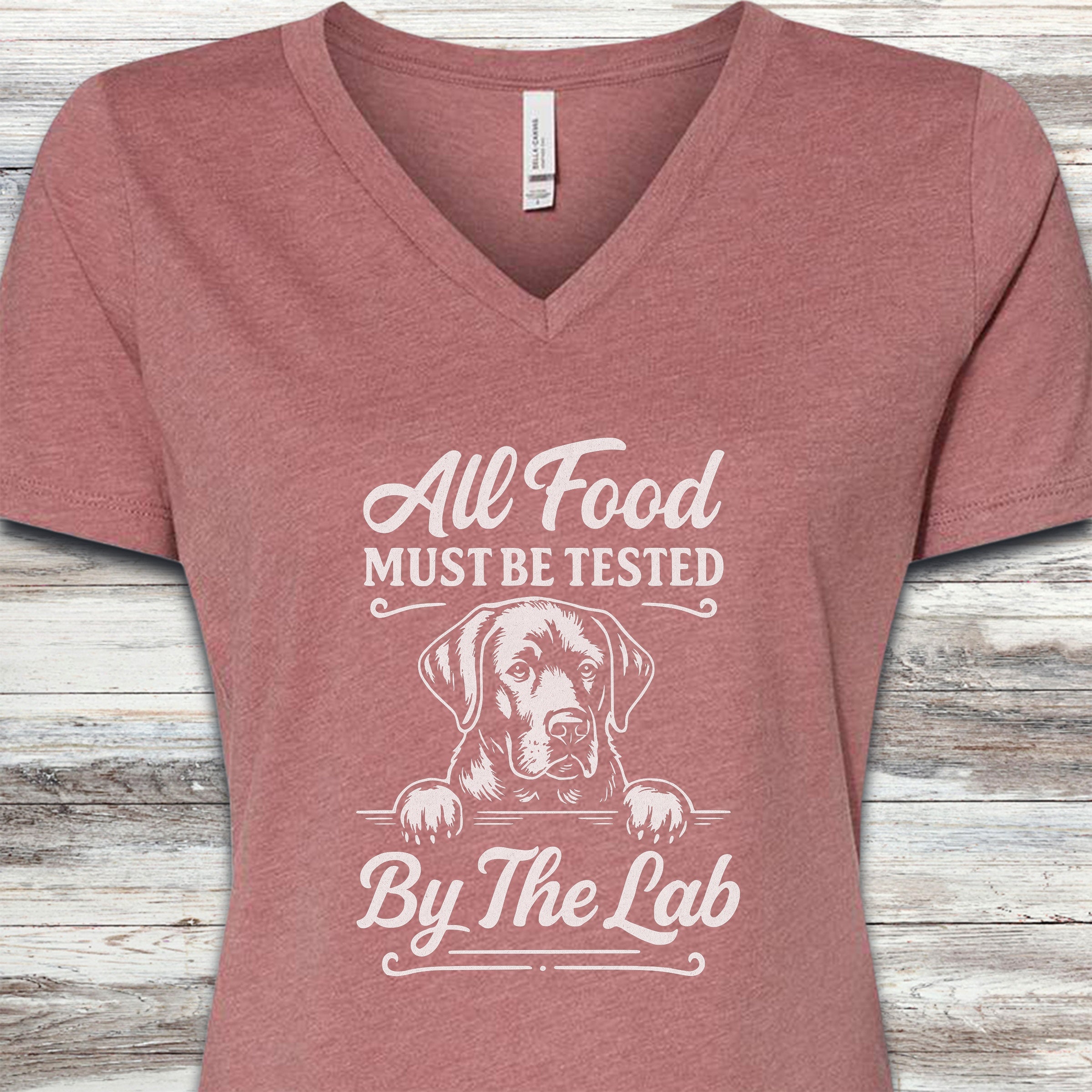 Labrador Retriever Food Test V-Neck Tee - Heather Mauve
