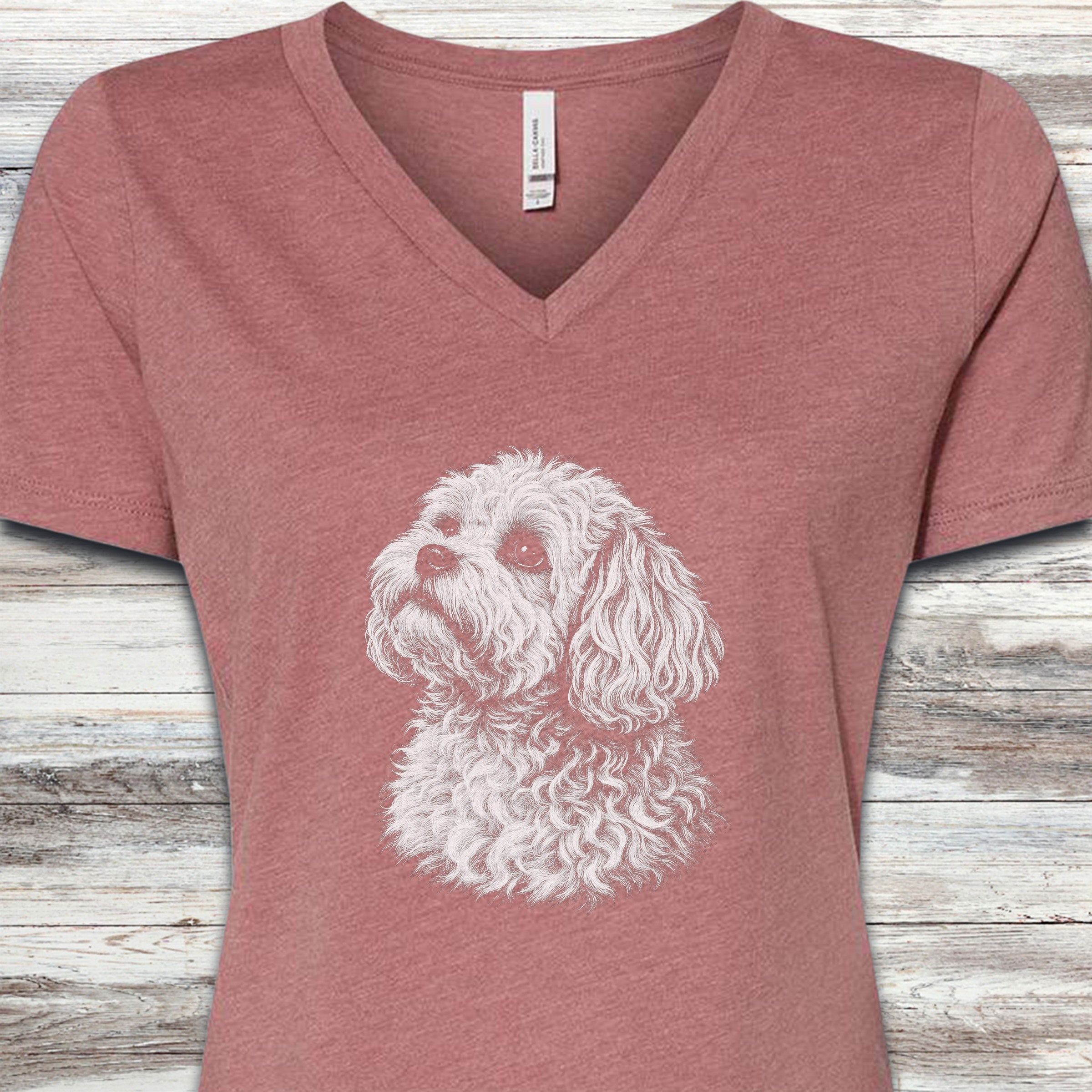 Maltipoo Loyalty V-Neck Tee - Heather Mauve
