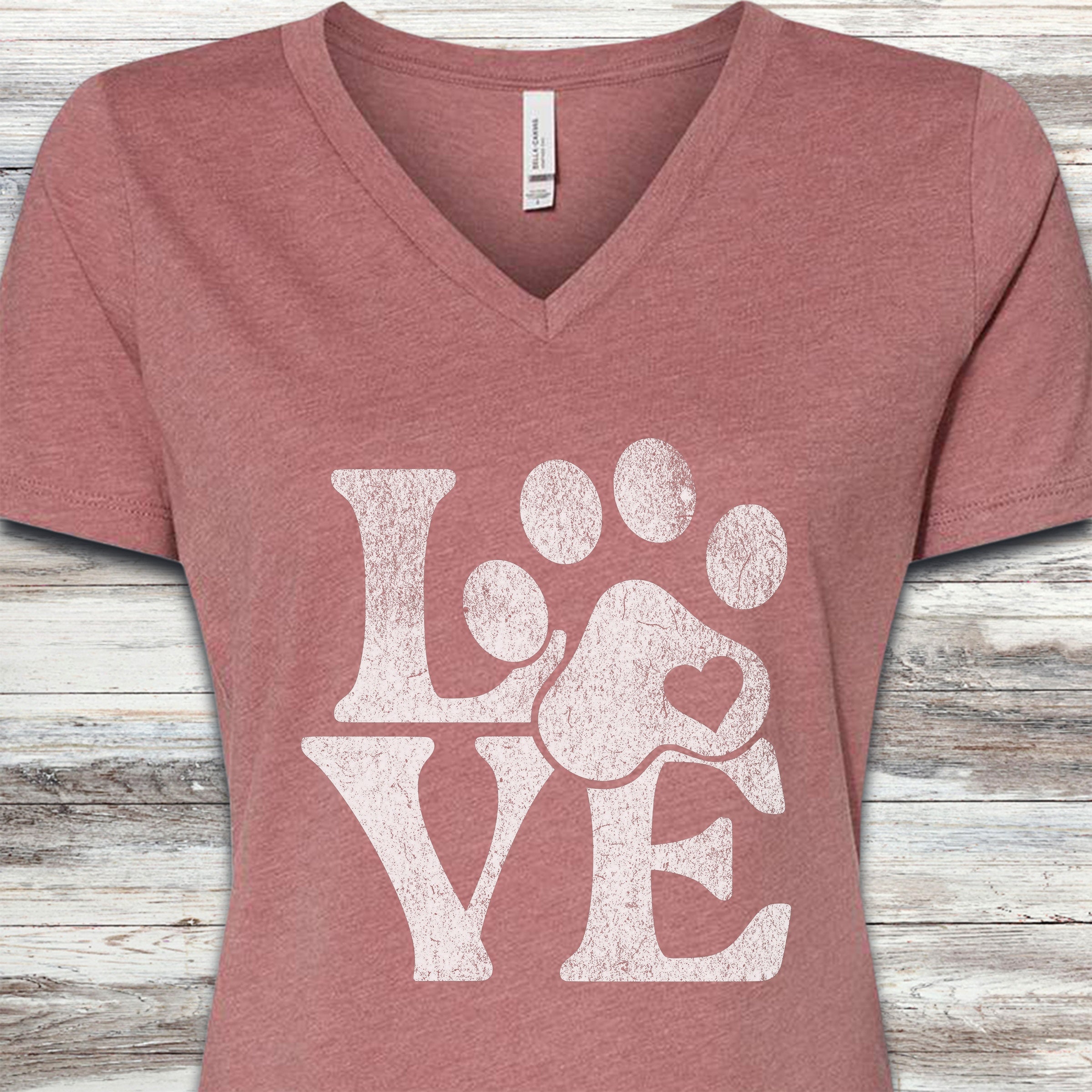 Love V-Neck Tee - Heather Mauve