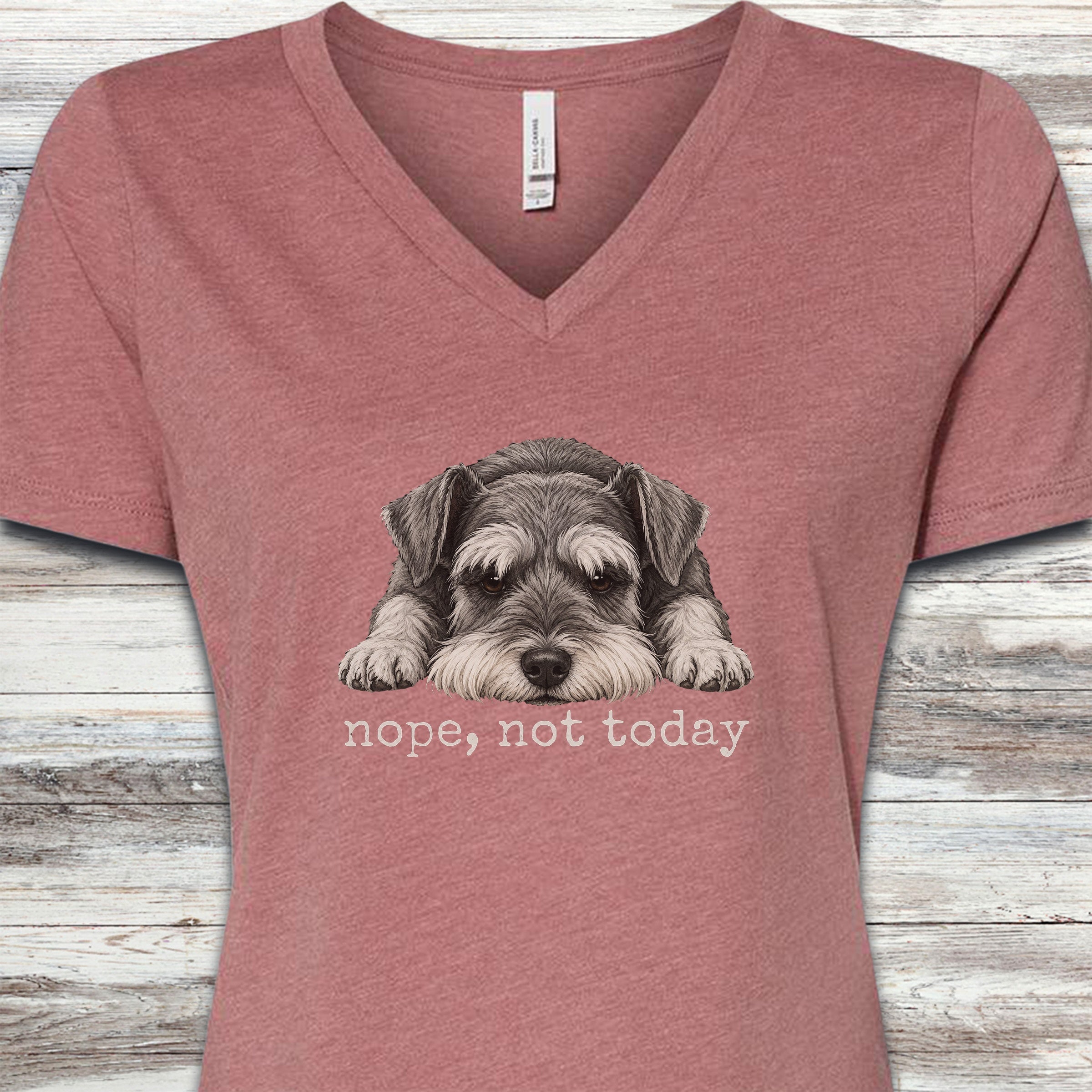 Schnauzer Nope V-Neck Tee - Heather Mauve