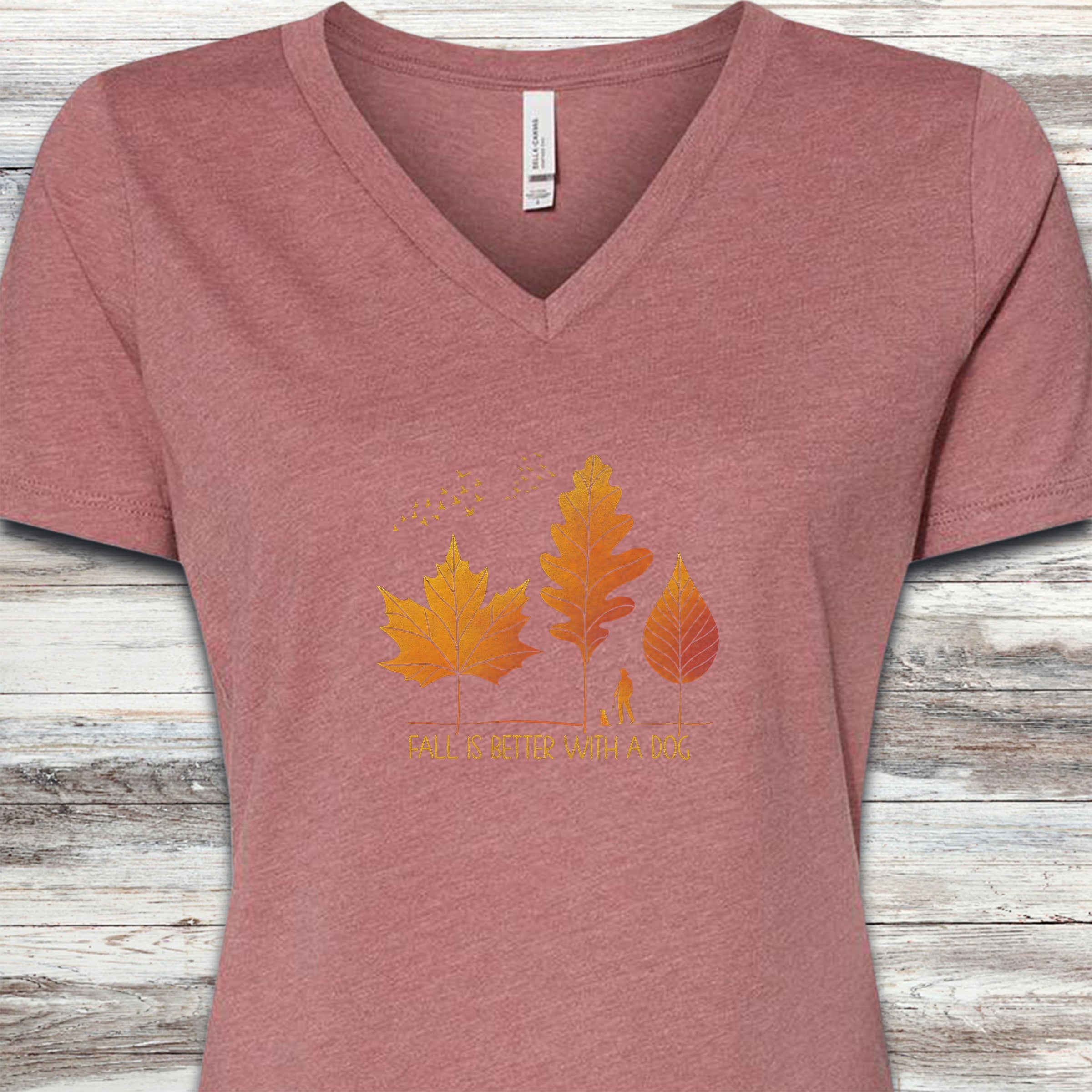 Fall Is Better V-Neck Tee - Heather Mauve