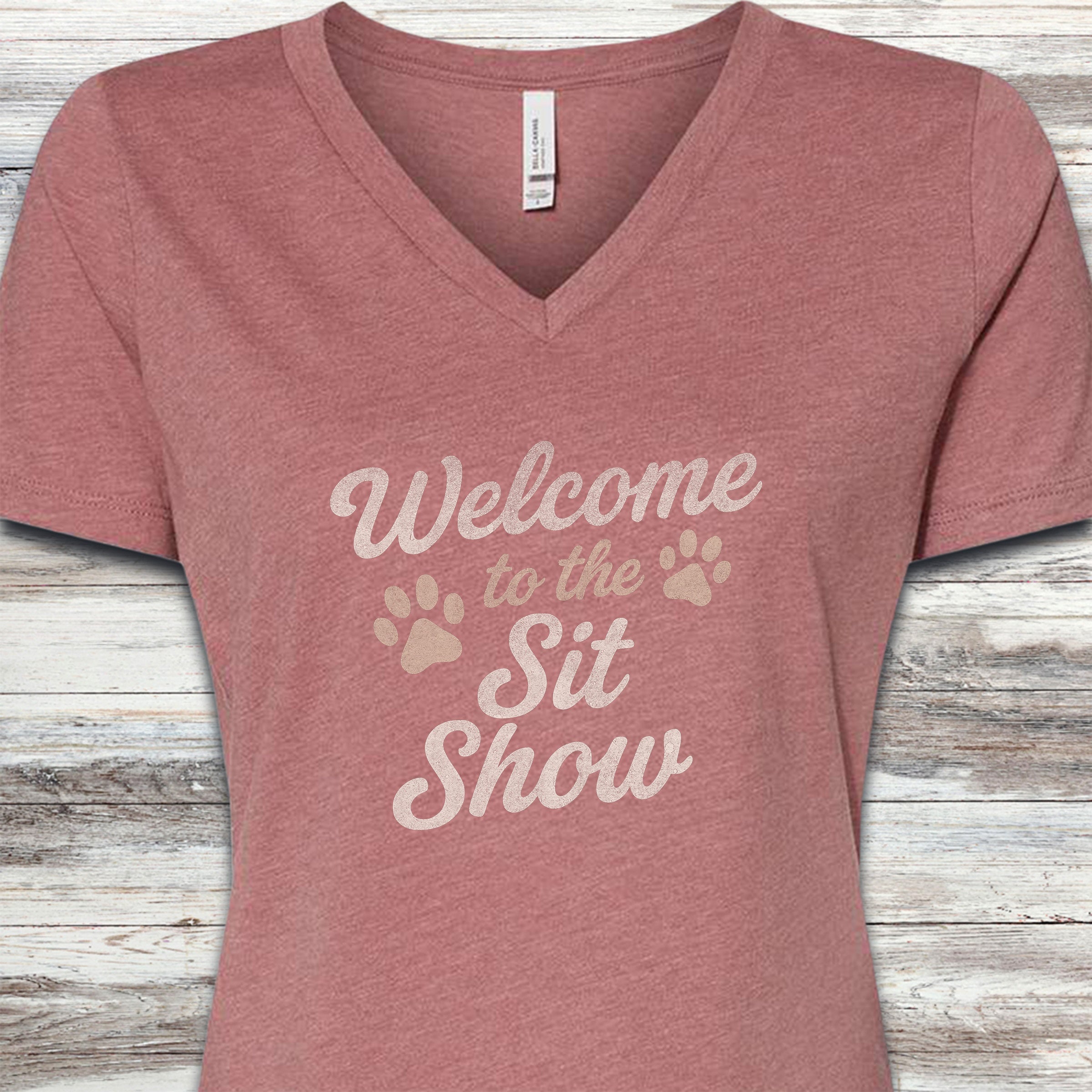 Sit Show V-Neck Tee - Heather Mauve