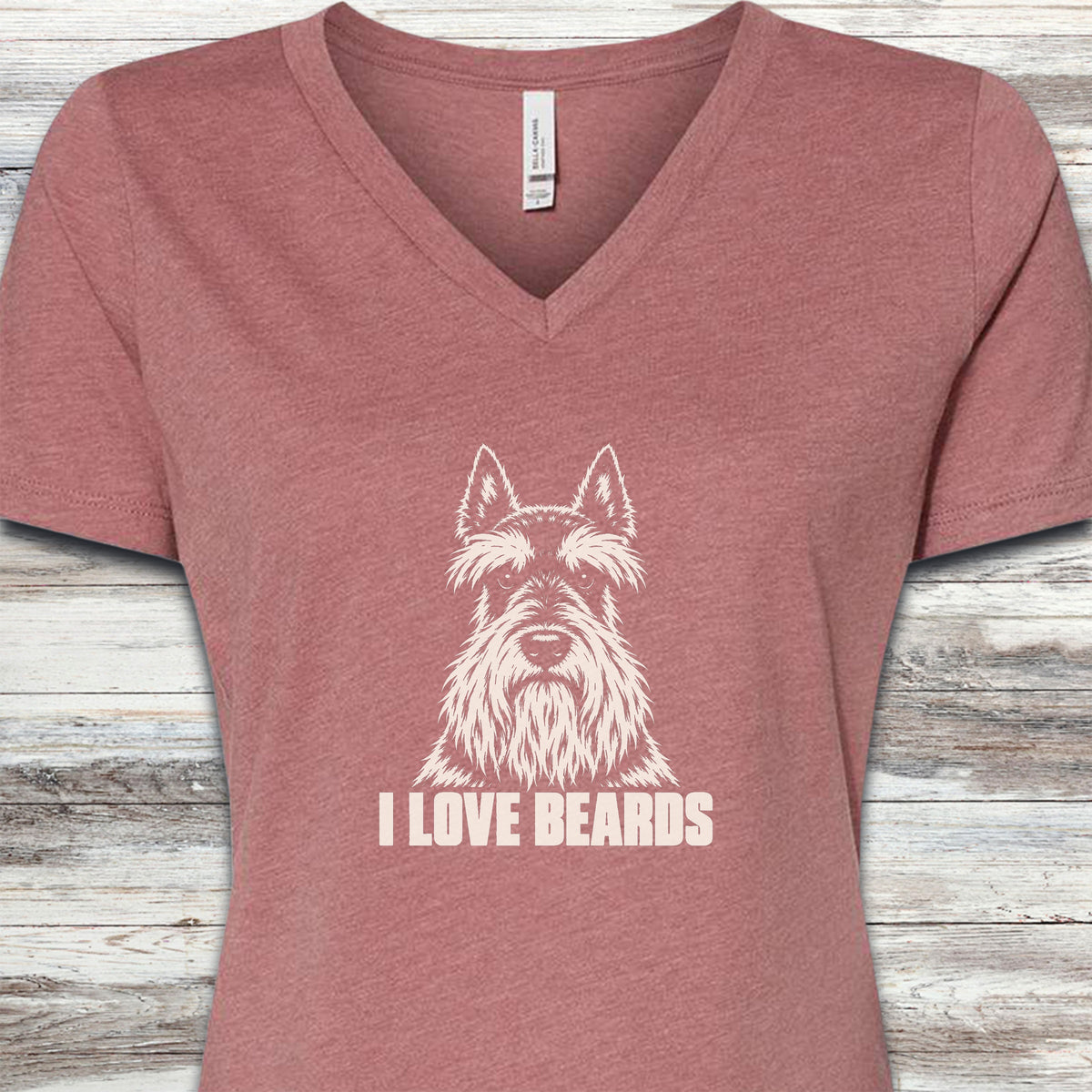 Scottish Terrier I Love Beards V-Neck Tee - Heather Mauve