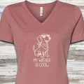 Dachshund Cool Wiener V-Neck Tee - Heather Mauve