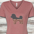 Bichon Frise Vintage USA V-Neck Tee - Heather Mauve