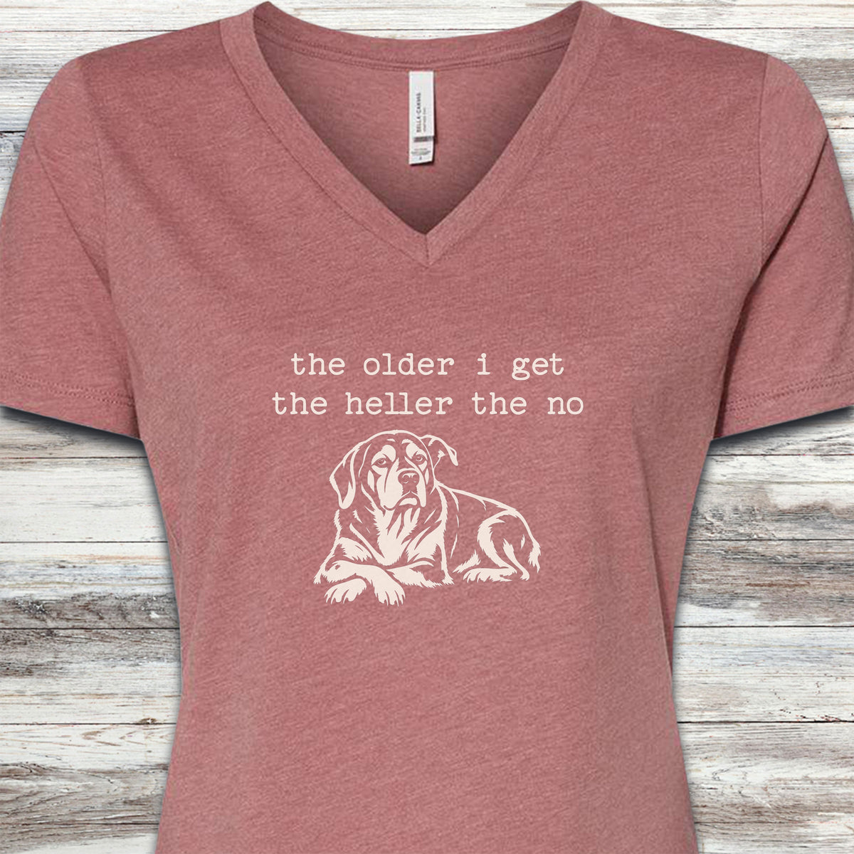 Hell No V-Neck Tee - Heather Mauve