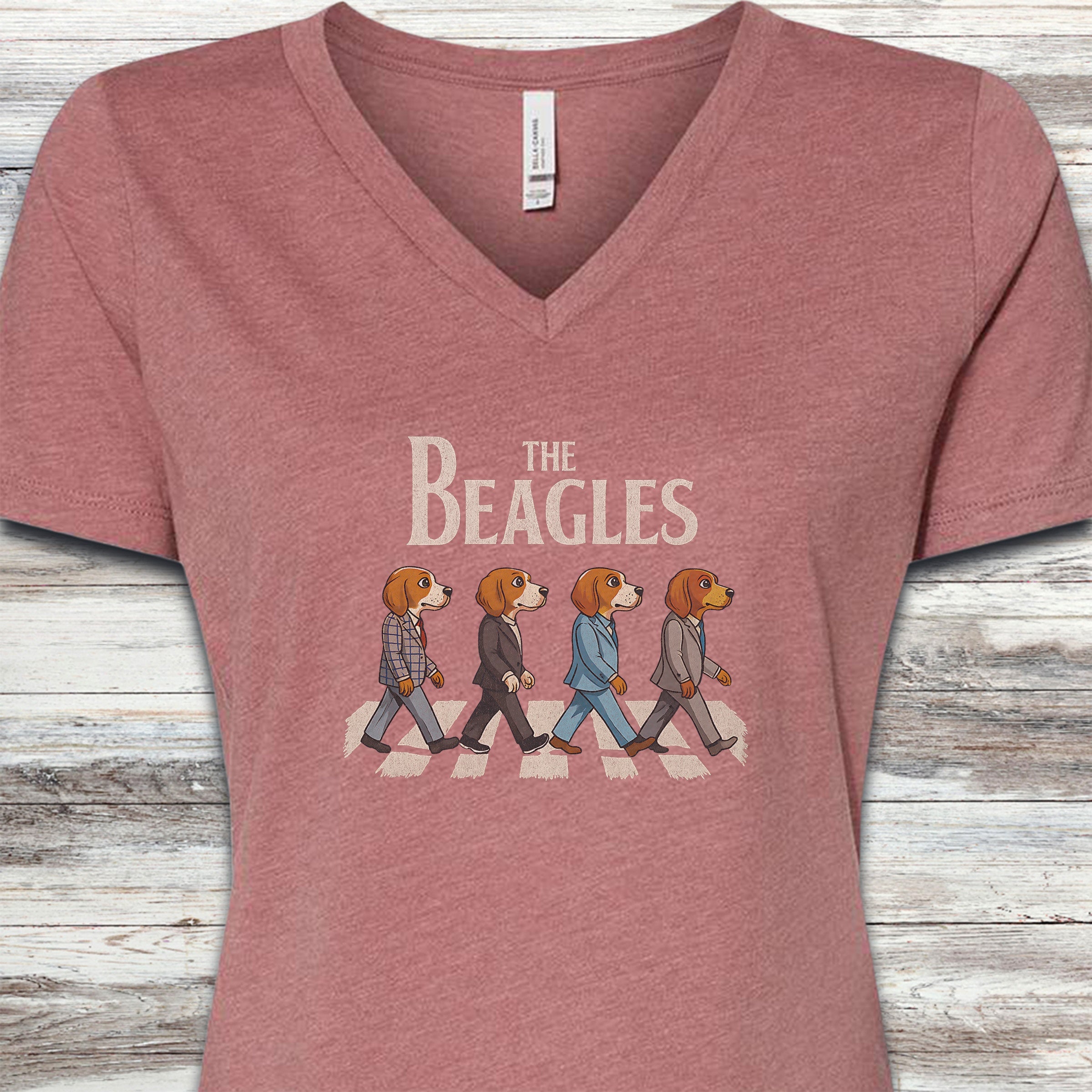 The Beagles V-Neck Tee - Heather Mauve