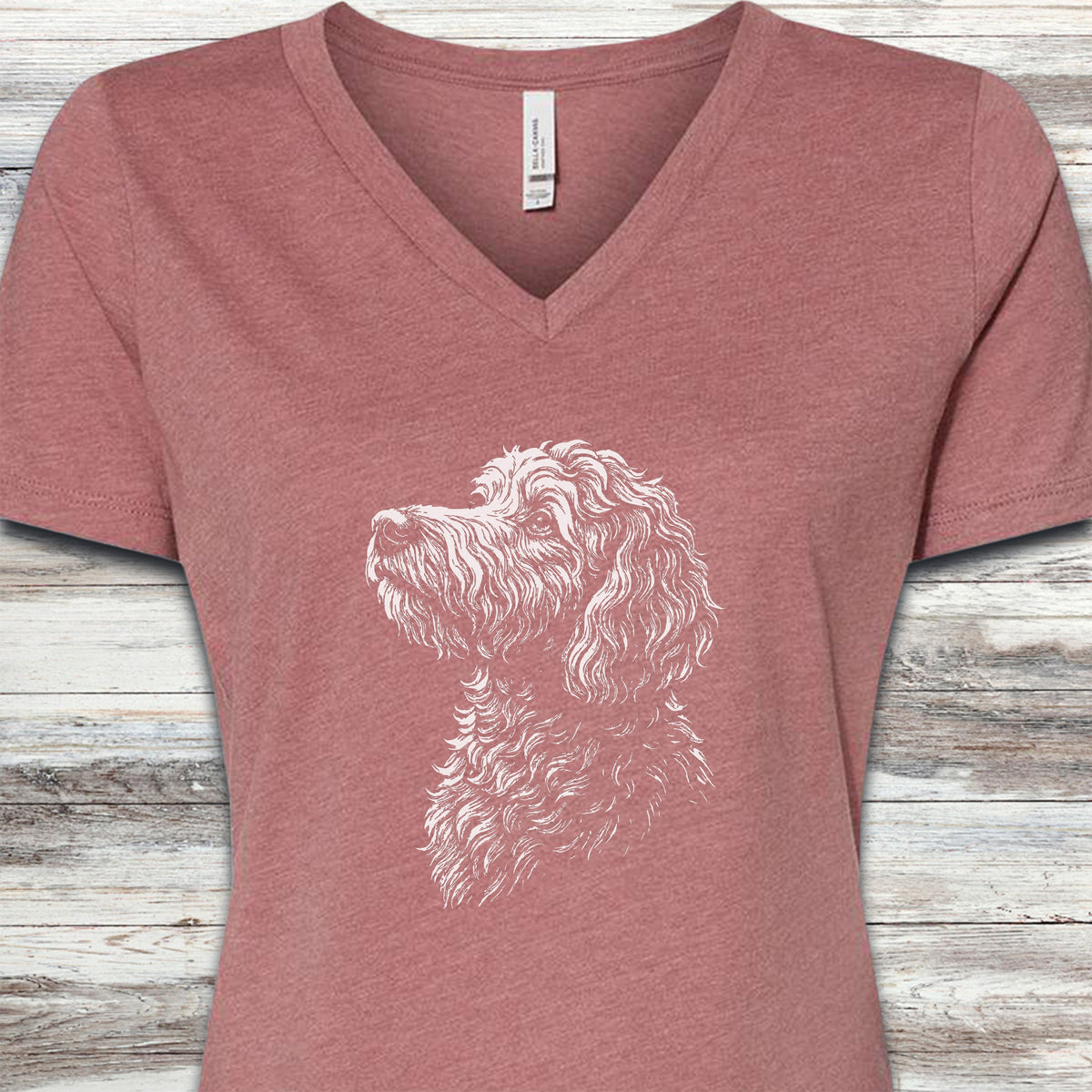Doodle Loyalty V-Neck Tee - Heather Mauve