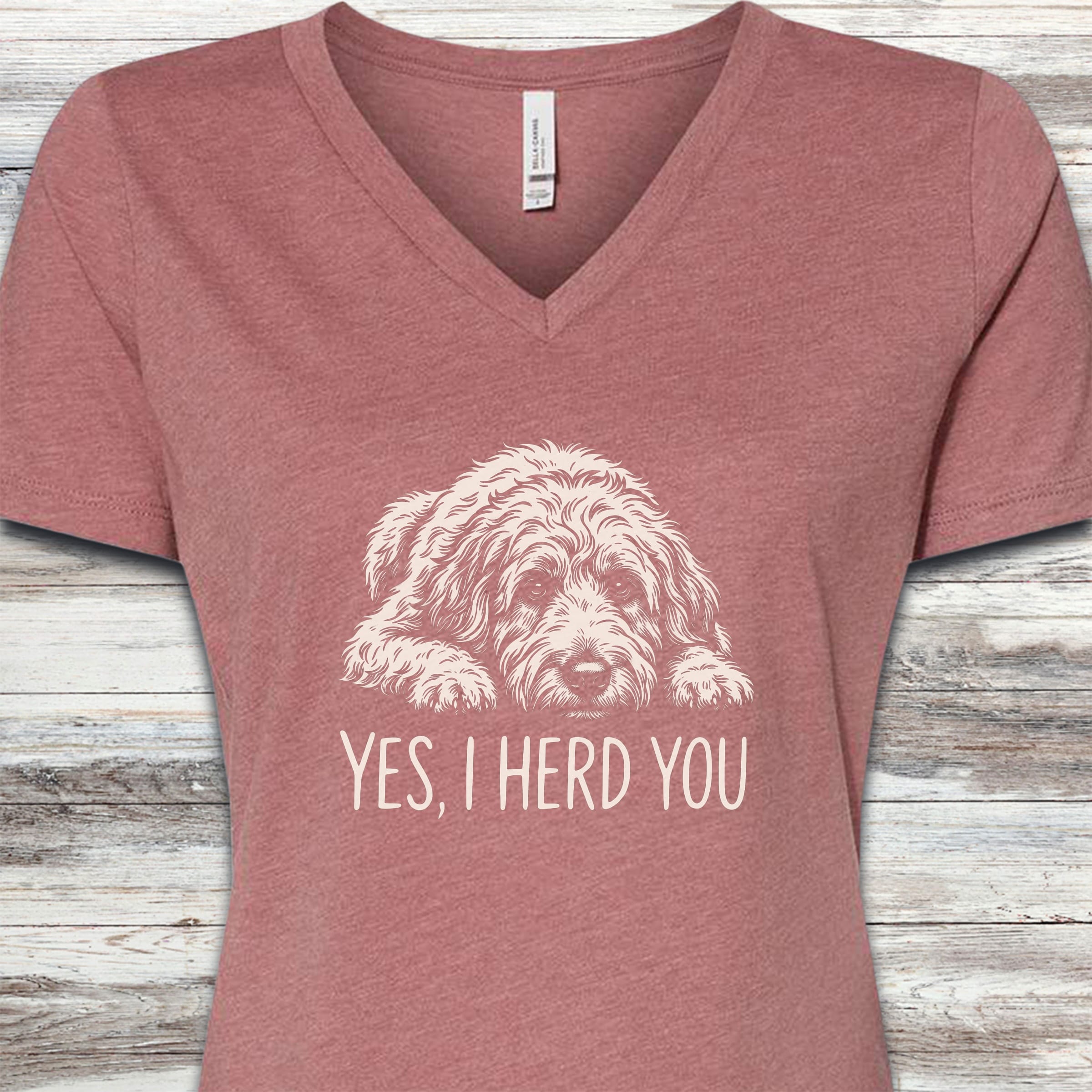 Doodle Herd You V-Neck Tee - Heather Mauve