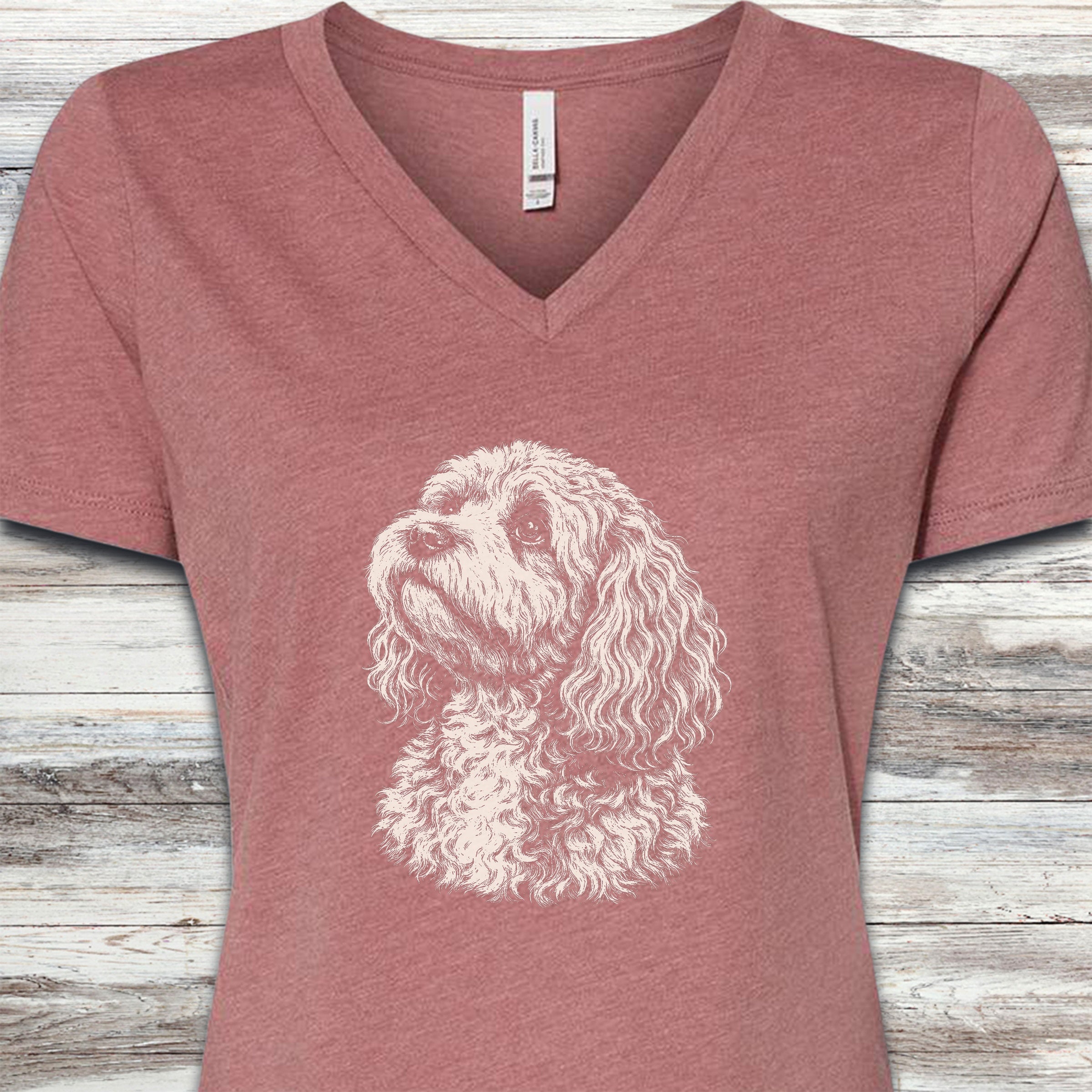 Cockapoo Loyalty V-Neck Tee - Heather Mauve
