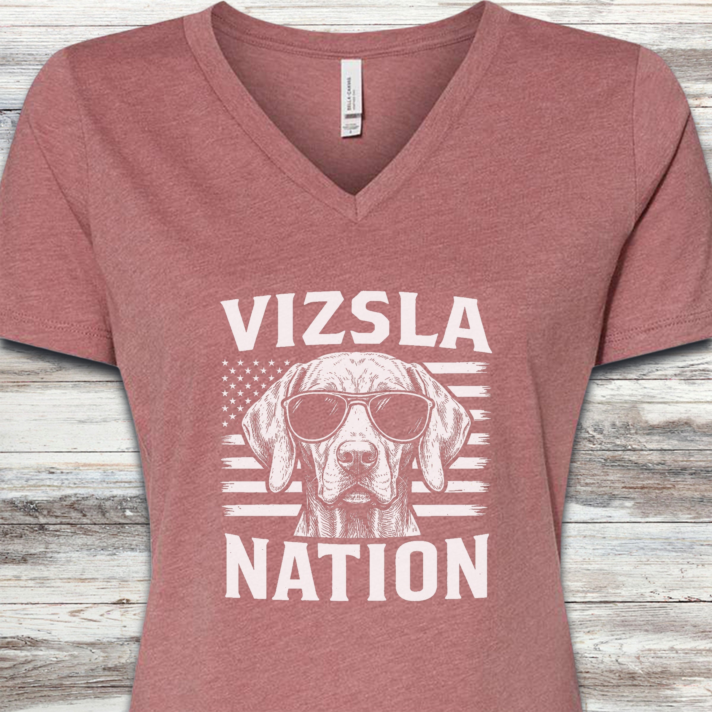 Vizsla Nation V-Neck Tee - Heather Mauve