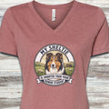 Shetland Sheepdog Smart V-Neck Tee - Heather Mauve