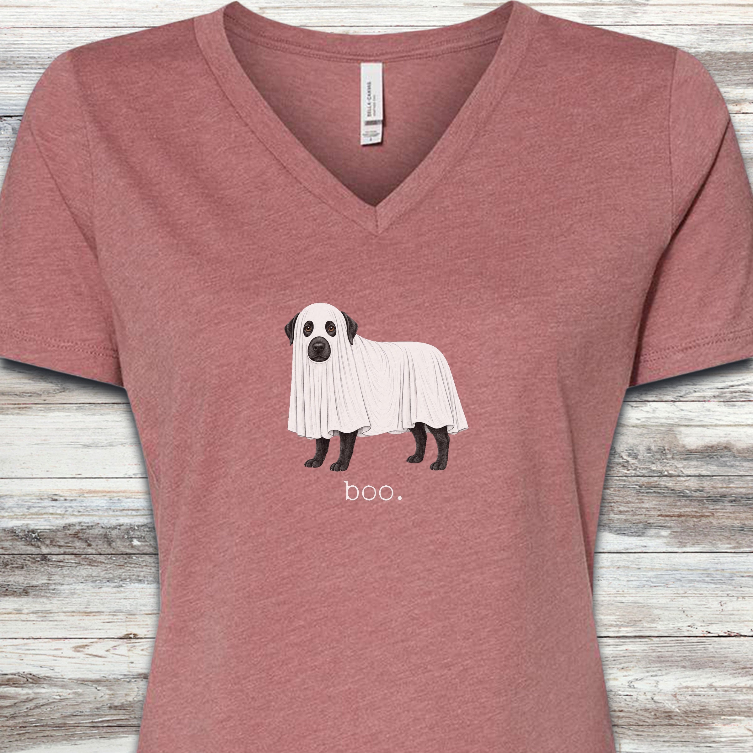 Labrador Retriever Black Boo V-Neck Tee - Heather Mauve