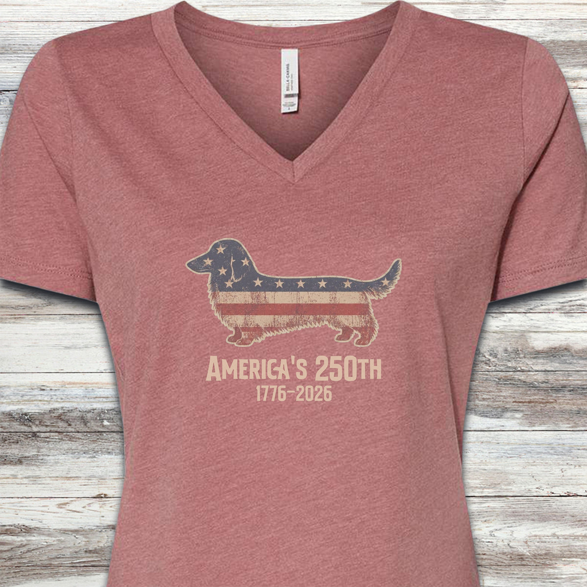 Dachshund 250 V-Neck Tee - Heather Mauve