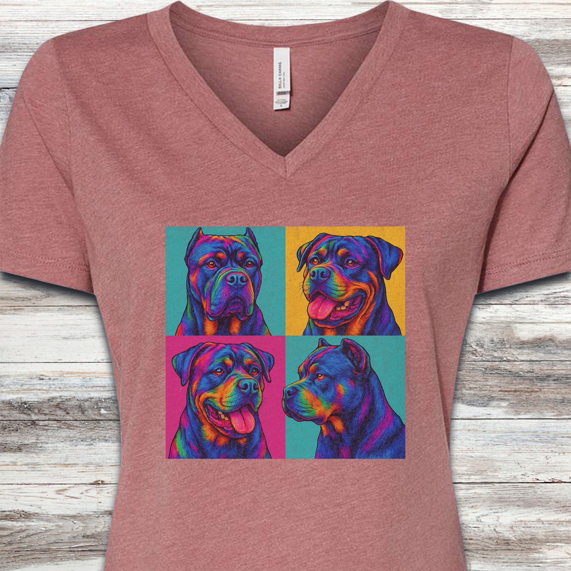 Cane Corso Pop Art V-Neck Tee - Heather Mauve