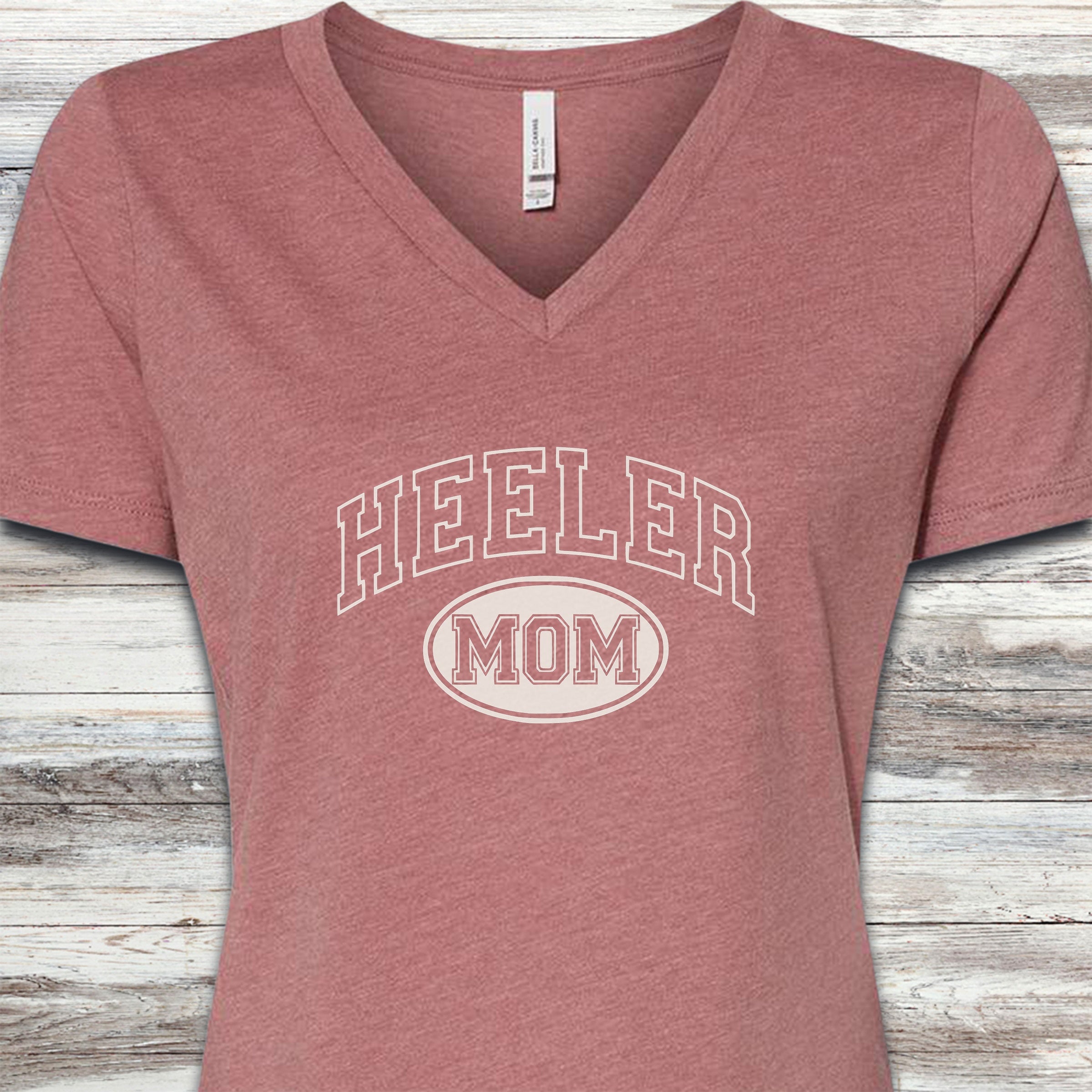 Australian Cattle Dog Heeler University Mom V-Neck Tee - Heather Mauve