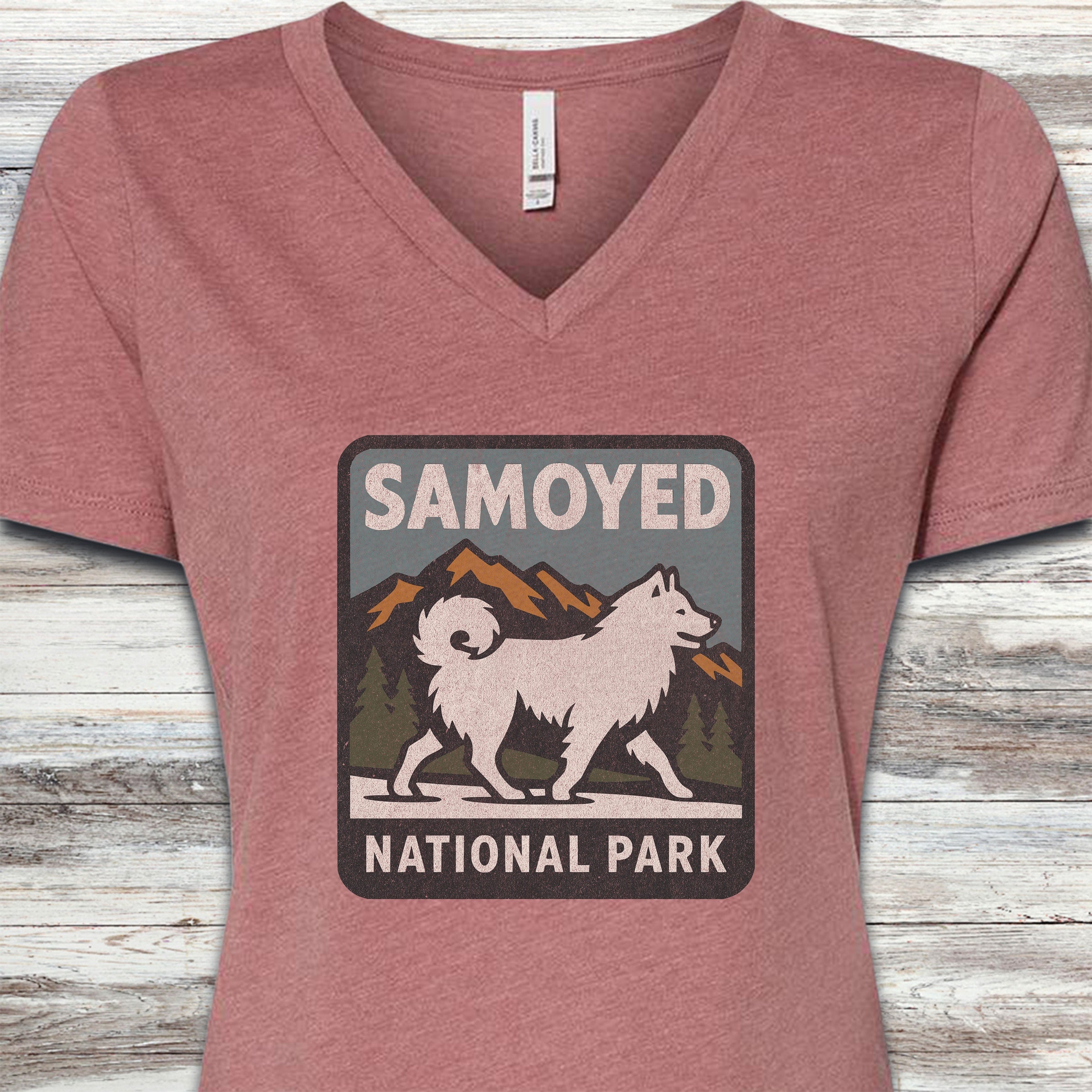 Samoyed National Park V-Neck Tee - Heather Mauve