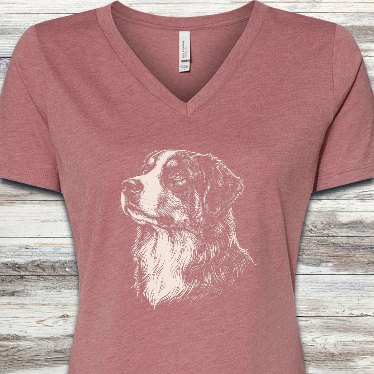 Australian Mountain Dog Loyalty V-Neck Tee - Heather Mauve