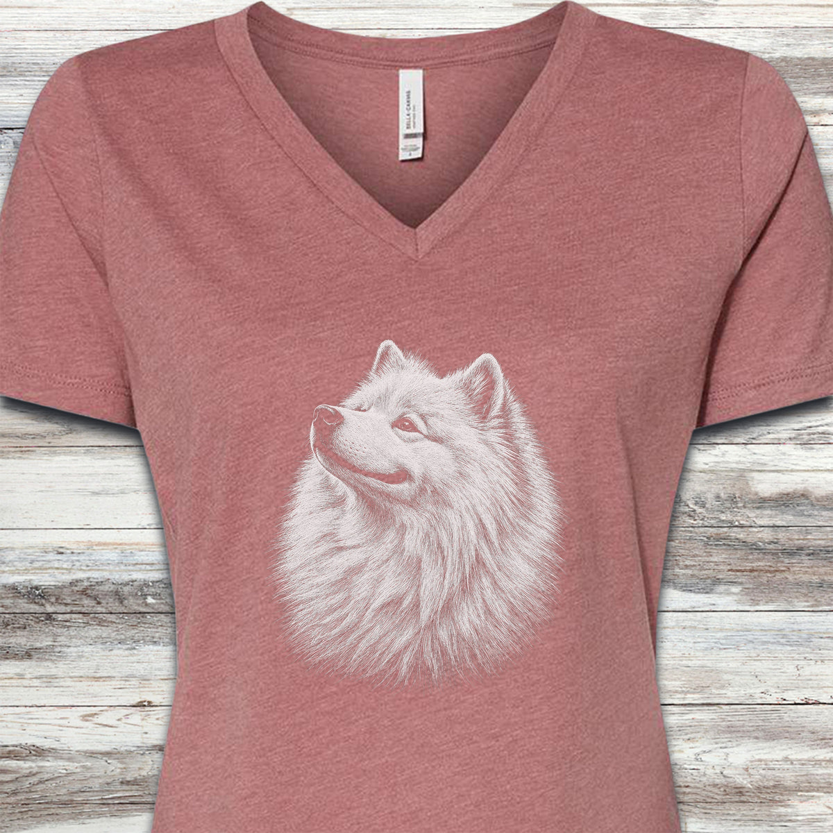 Samoyed Loyalty V-Neck Tee - Heather Mauve