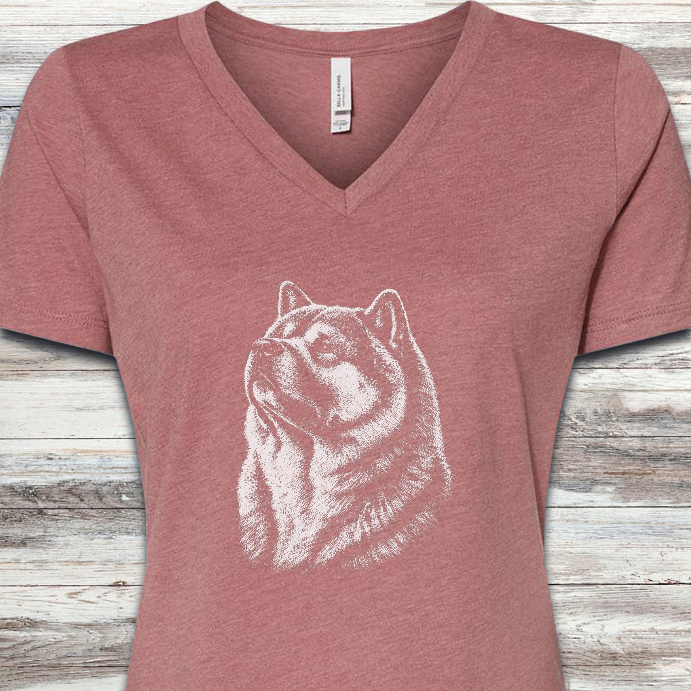 Akita Loyalty V-Neck Tee - Heather Mauve