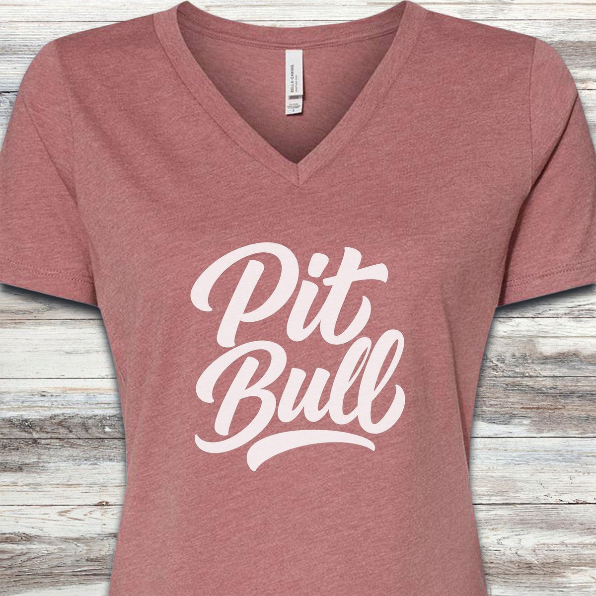 Pit Bull Team V-Neck Tee - Heather Mauve