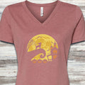 Chihuahua Halloween Moon V-Neck Tee - Heather Mauve