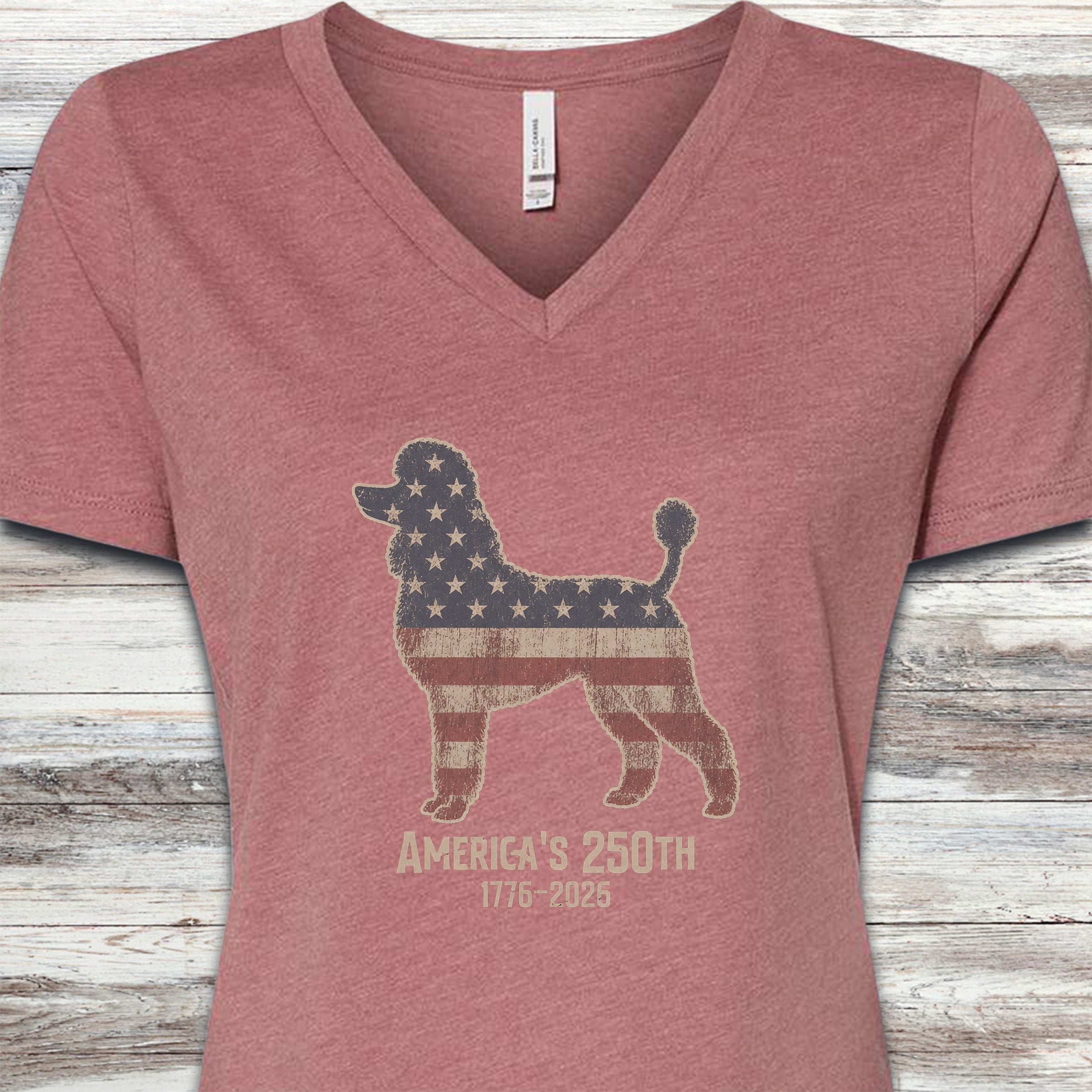 Poodle 250 V-Neck Tee - Heather Mauve