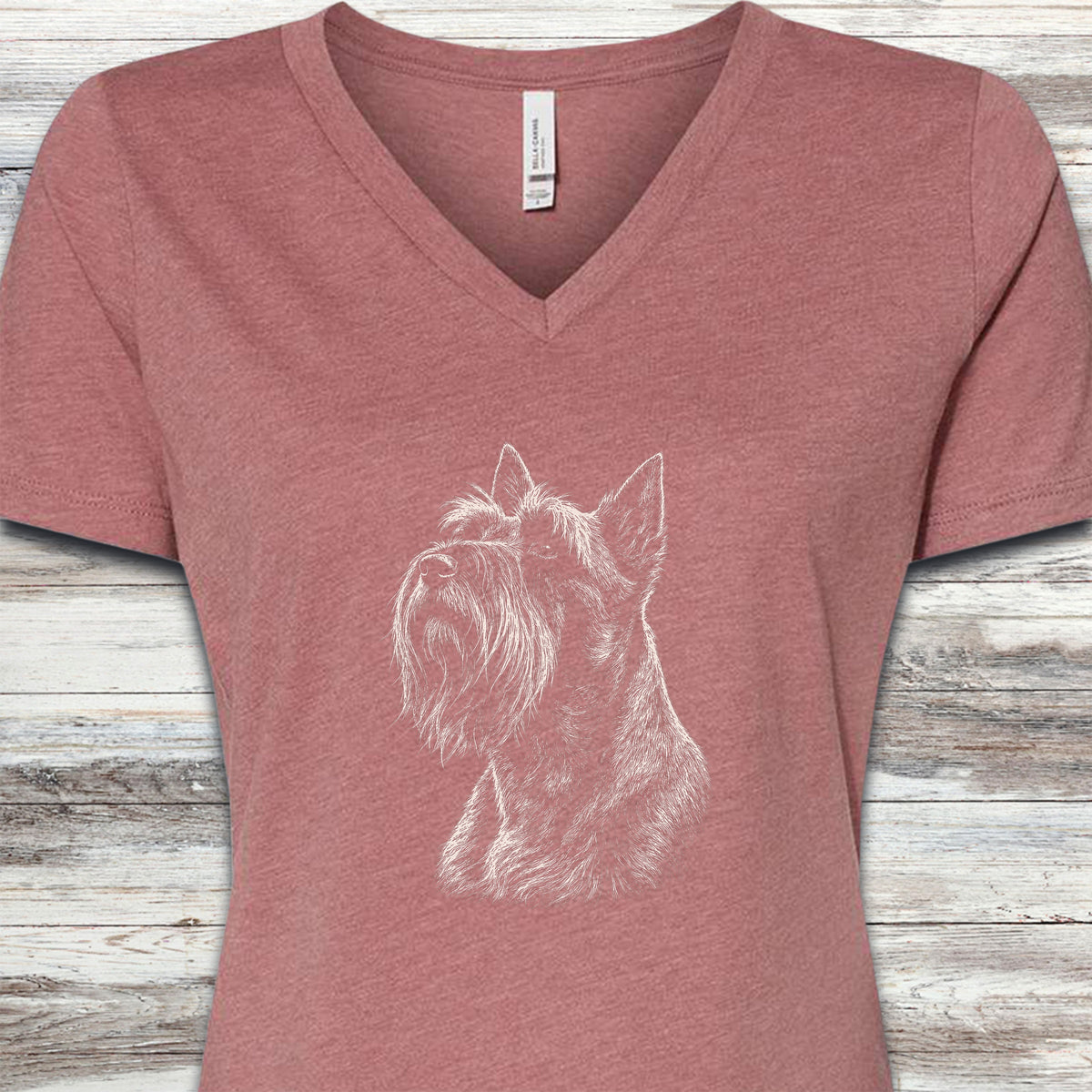 Scottish Terrier Loyalty V-Neck Tee - Heather Mauve