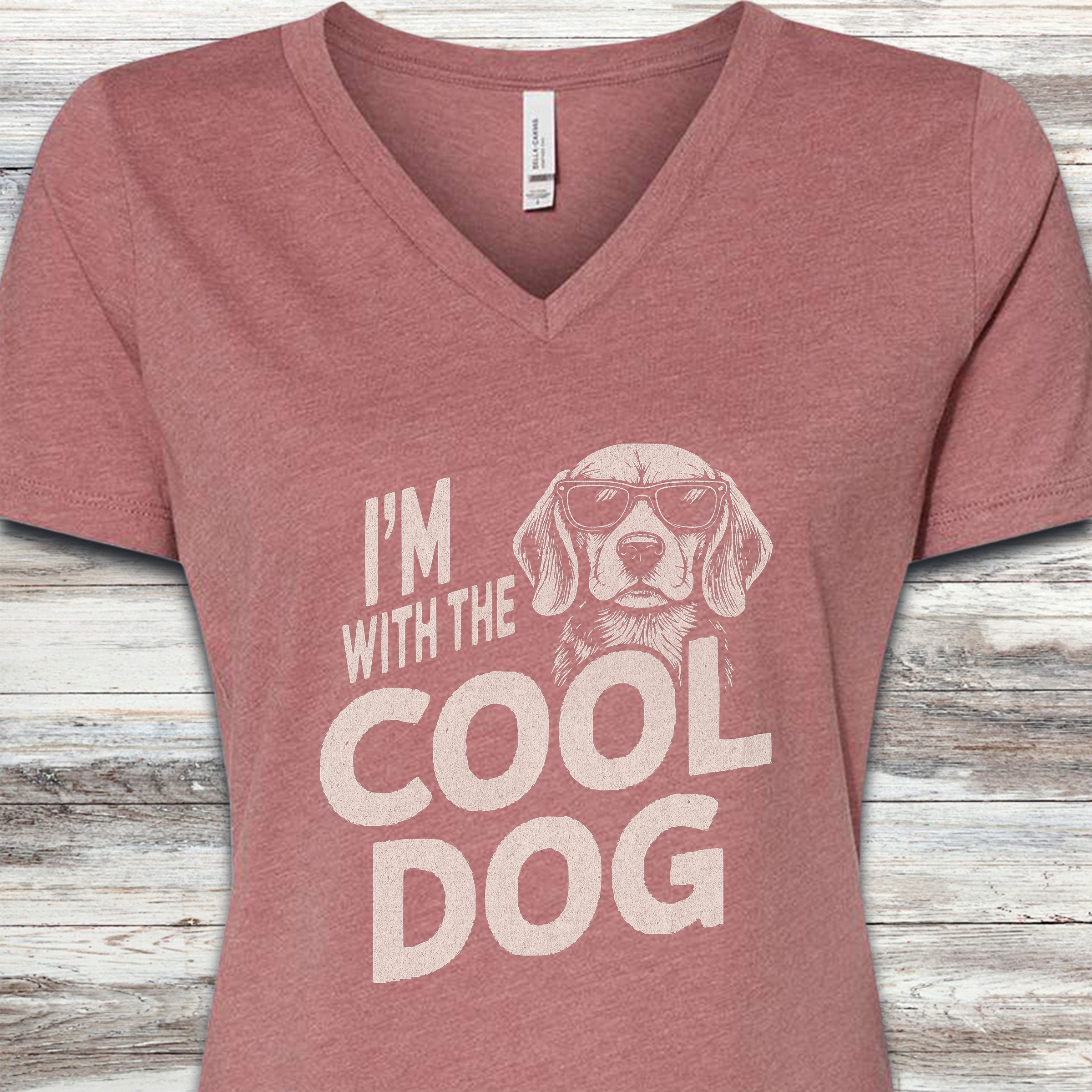 Cool Dog Beagle V-Neck Tee - Heather Mauve