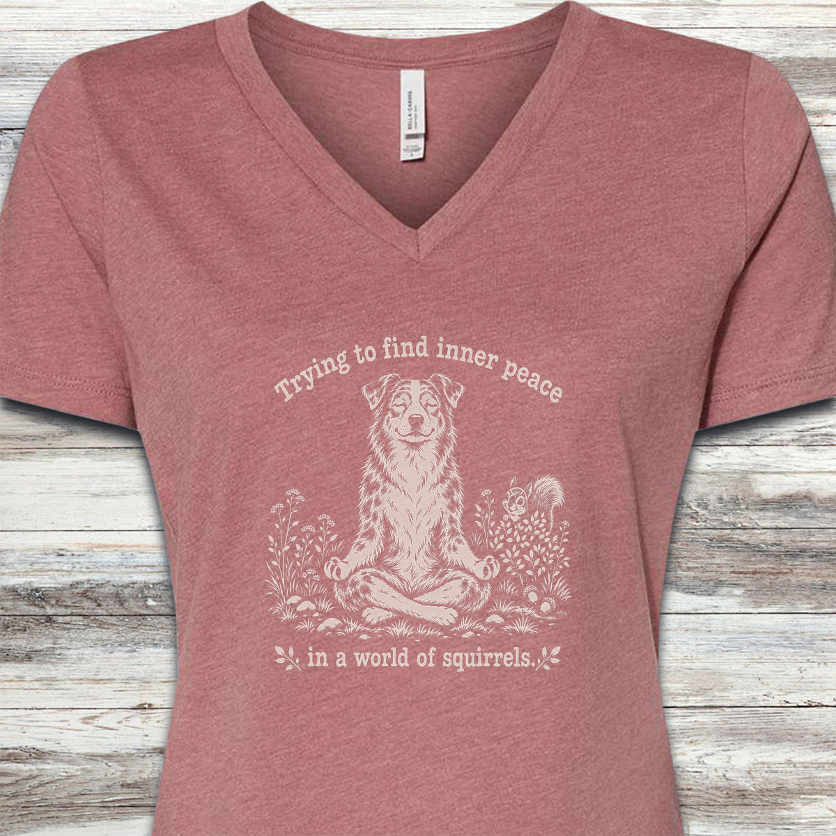 Australian Shepherd Inner Peace V-Neck Tee - Heather Mauve