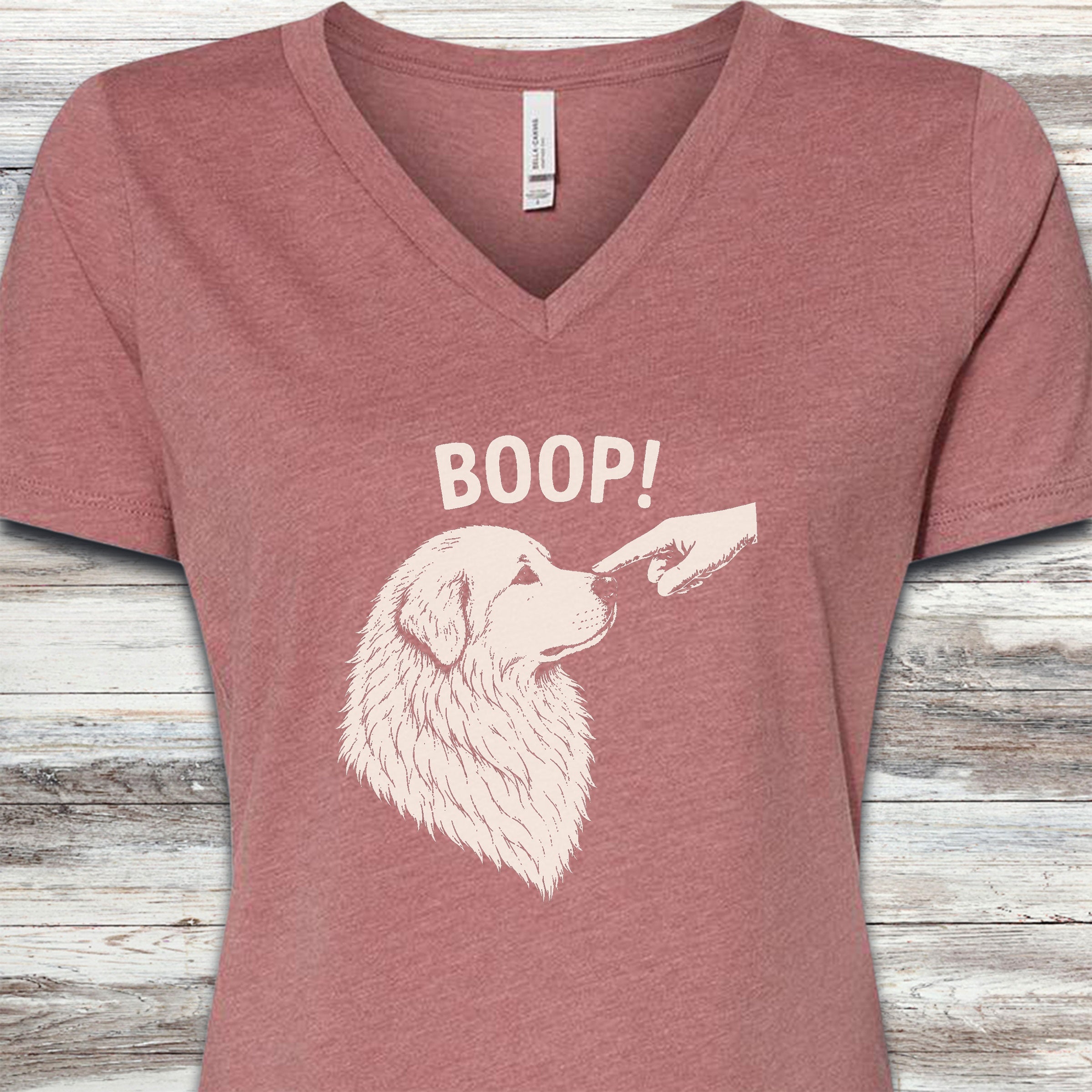 Great Pyrenees BOOP! V-Neck Tee - Heather Mauve