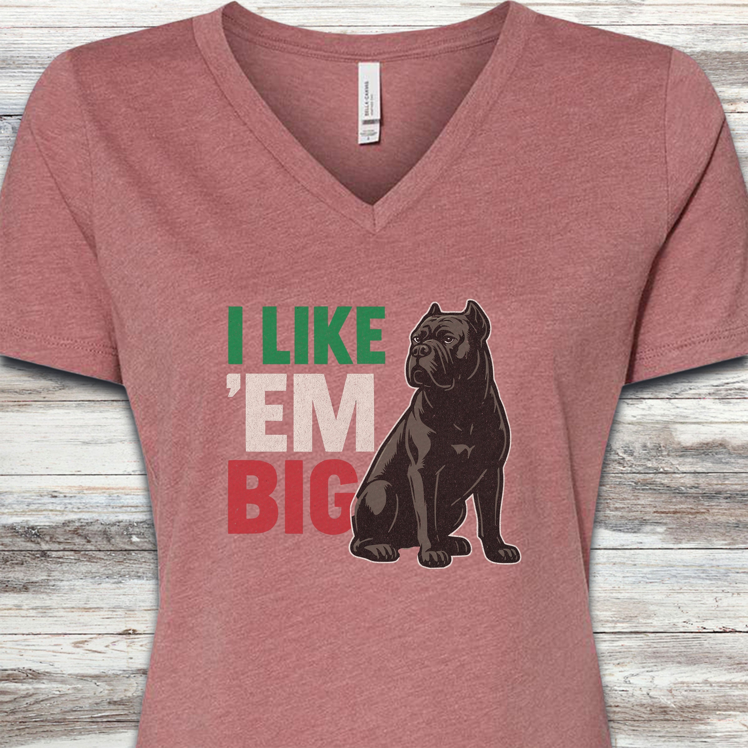 Cane Corso Big V-Neck Tee - Heather Mauve