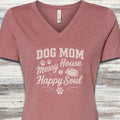 Dog Mom Happy Soul V-Neck Tee - Heather Mauve