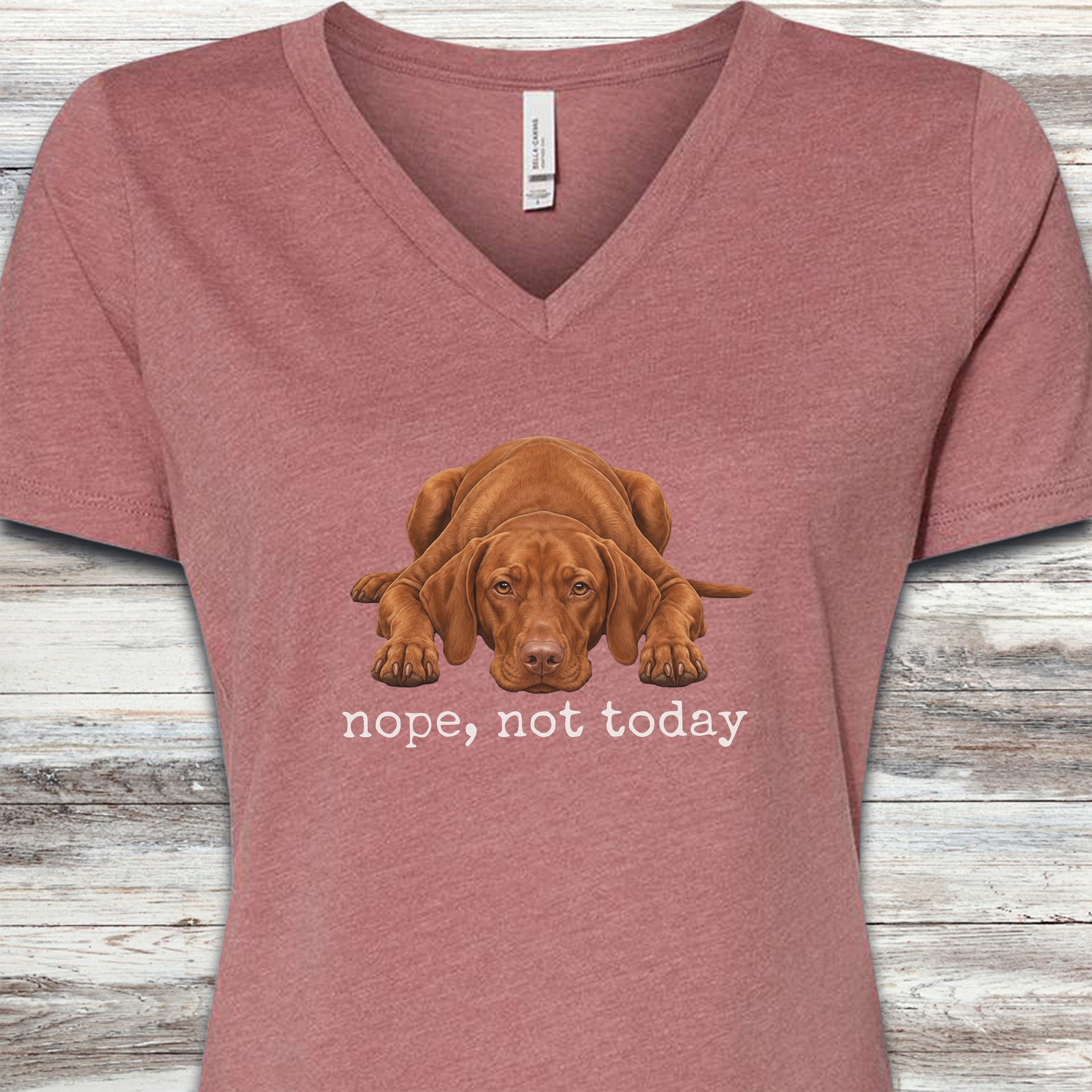 Vizsla Nope V-Neck Tee - Heather Mauve