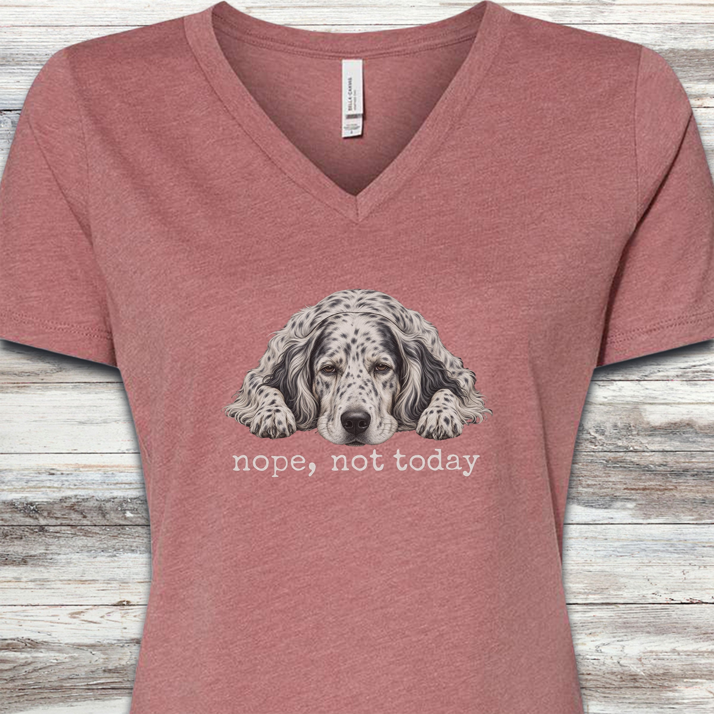 English Setter Nope V-Neck Tee - Heather Mauve